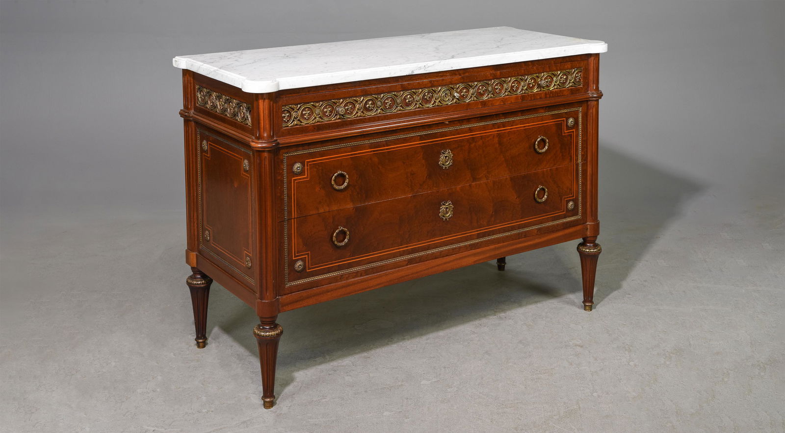 Louis XVI Style White Marble Top Chest #1 (1 of 6)