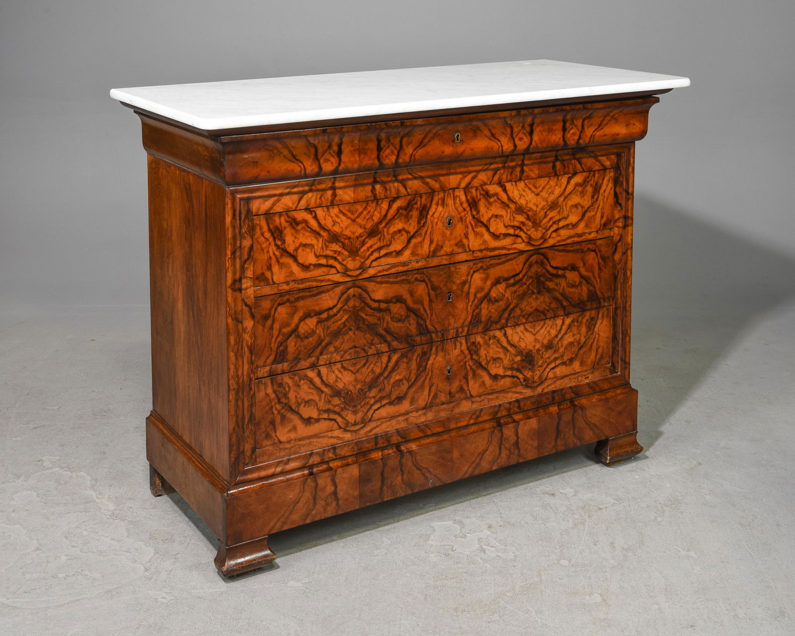 Louis Philippe Style White Marble Top Chest (1 of 4)