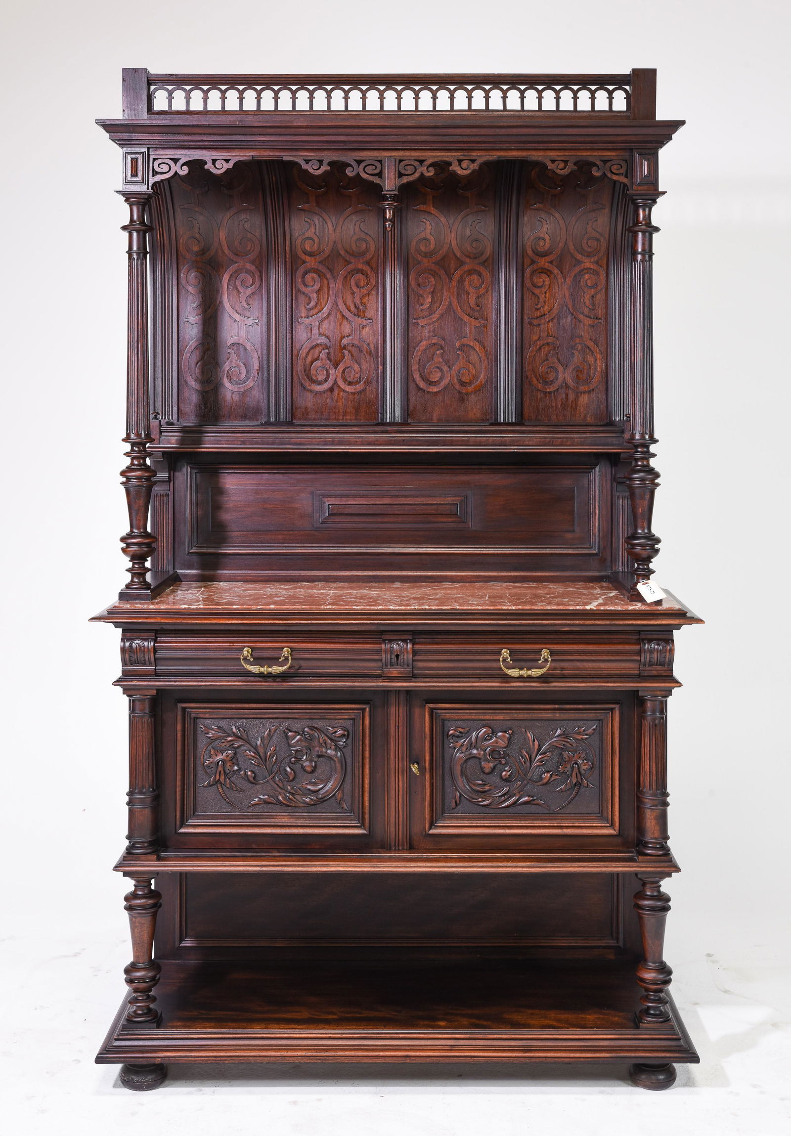 Henri II Style Marble Top Server with Swoop Top (1 of 10)