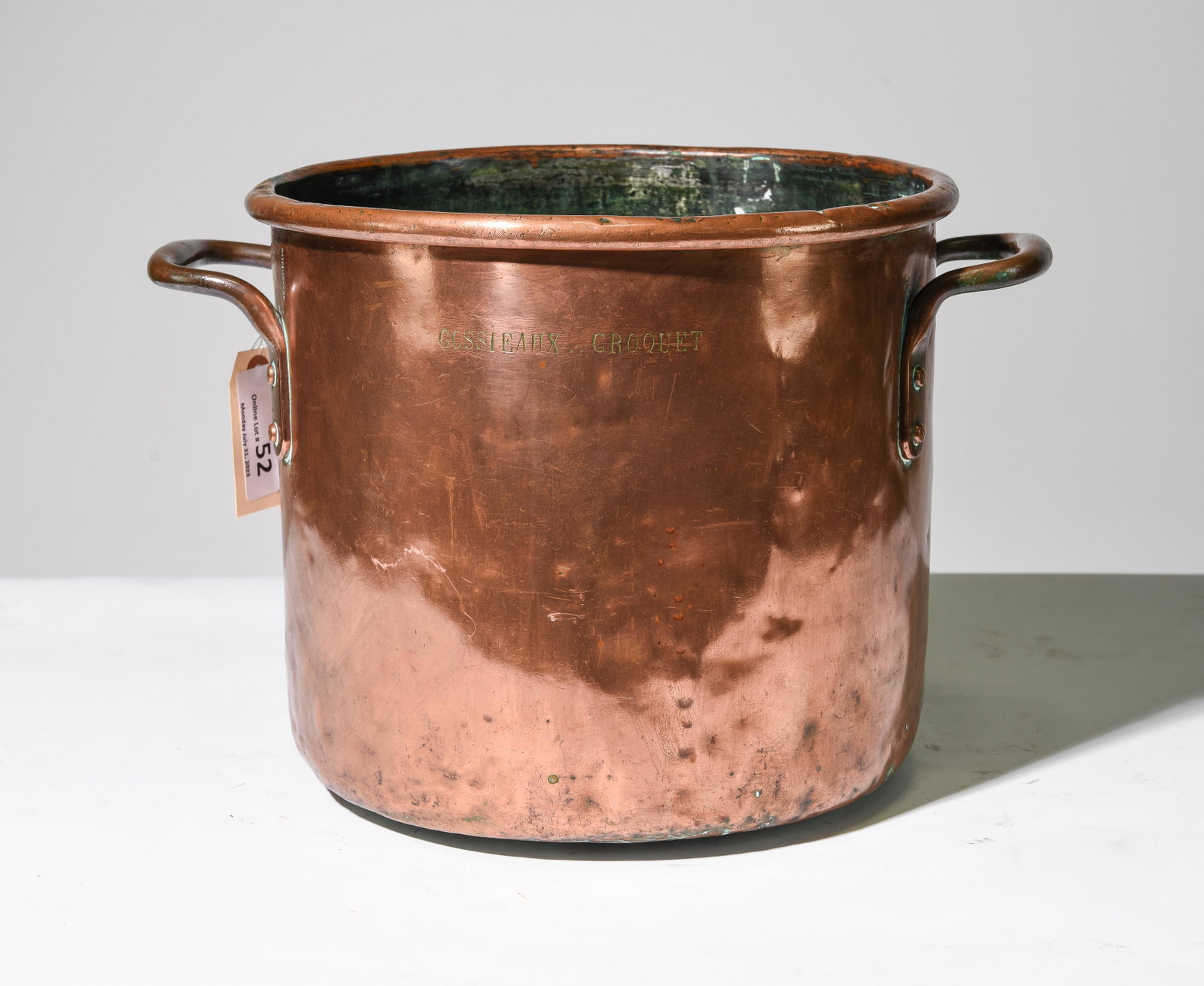 French Copper Pot - Gossieaux Croquet: French Copper Pot - Gossieaux Croquet - 11.5 in tall x 17 x 13 - Reminder, measurements are meant for shipping purposes
