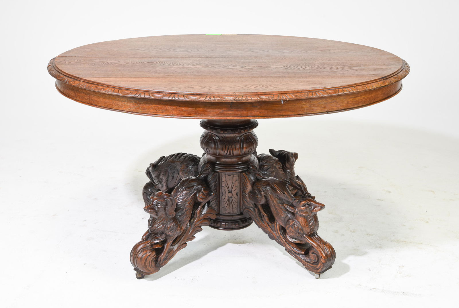 French Figural Carved Oak Hunt / Fox Table (1 of 7)