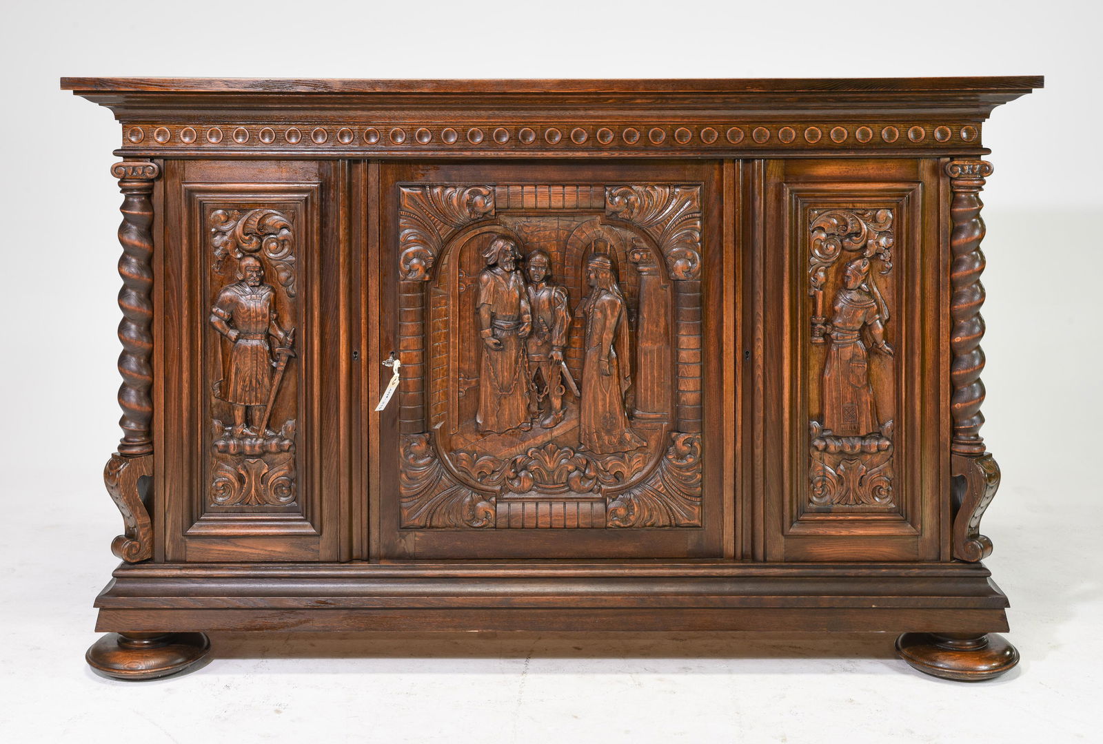 Danish Carved Oak Barley Twist Buffet / Sideboard (1 of 5)