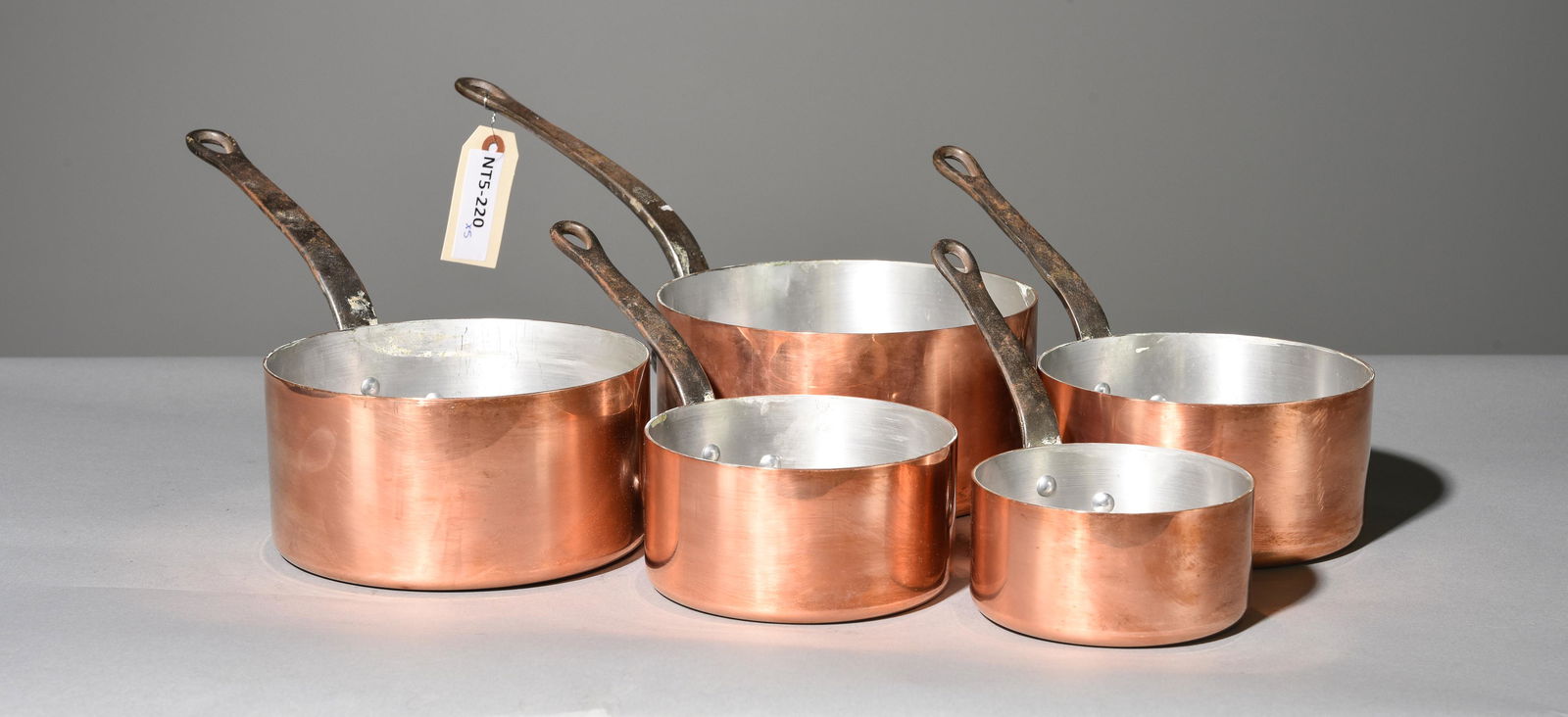 Set of 5 French Copper Graduated Sauce Pans #1 (1 of 3)