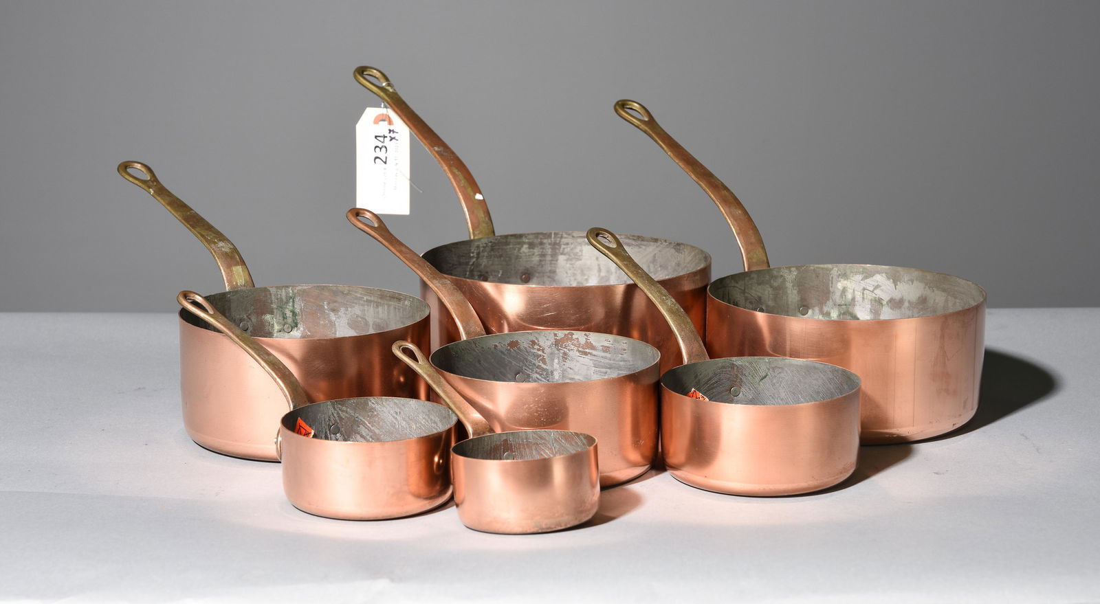 Set of 7 French Copper Graduated Sauce Pans (1 of 3)