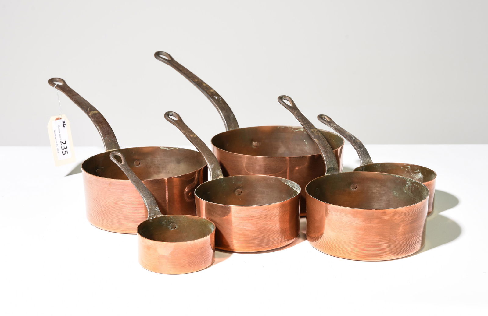 Set of 6 French Copper Graduated Sauce Pans (1 of 3)