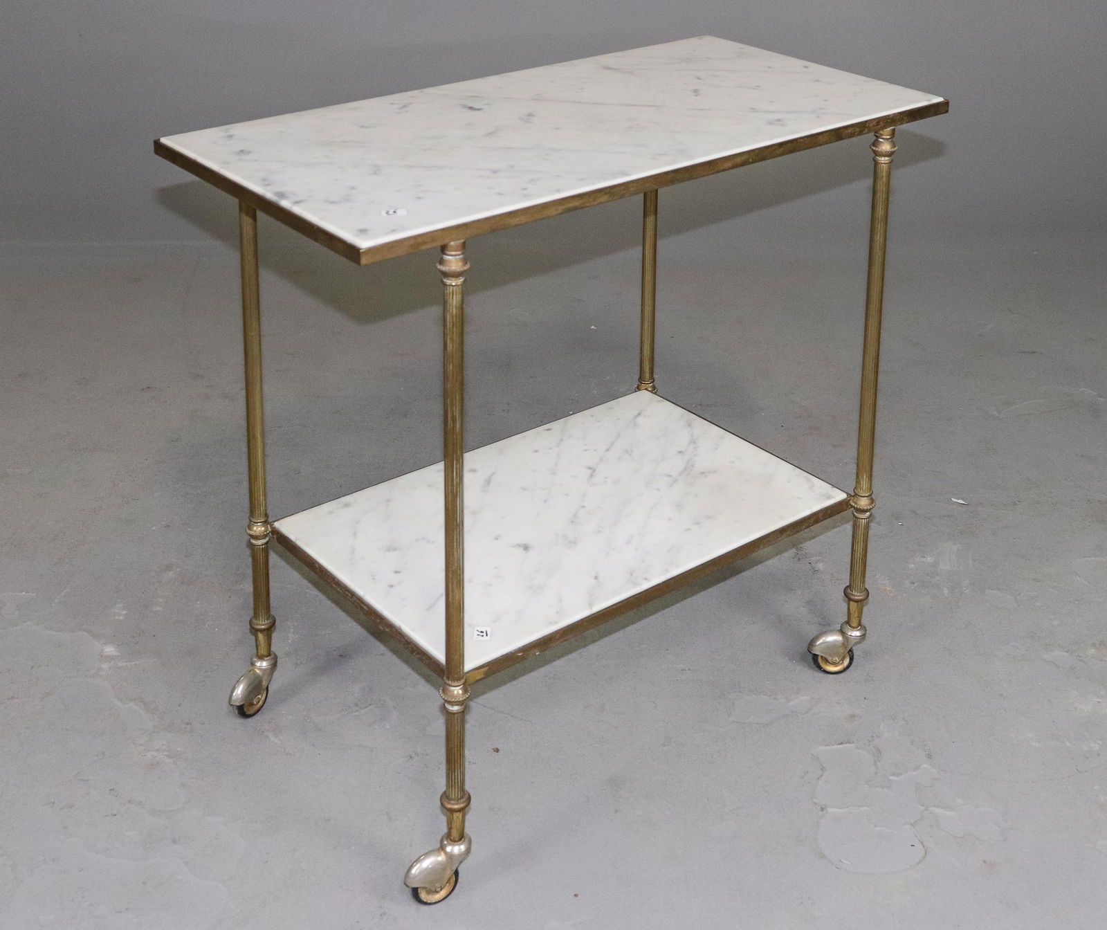 Louis XVI Style White Marble Top Two Tier Trolley (1 of 5)