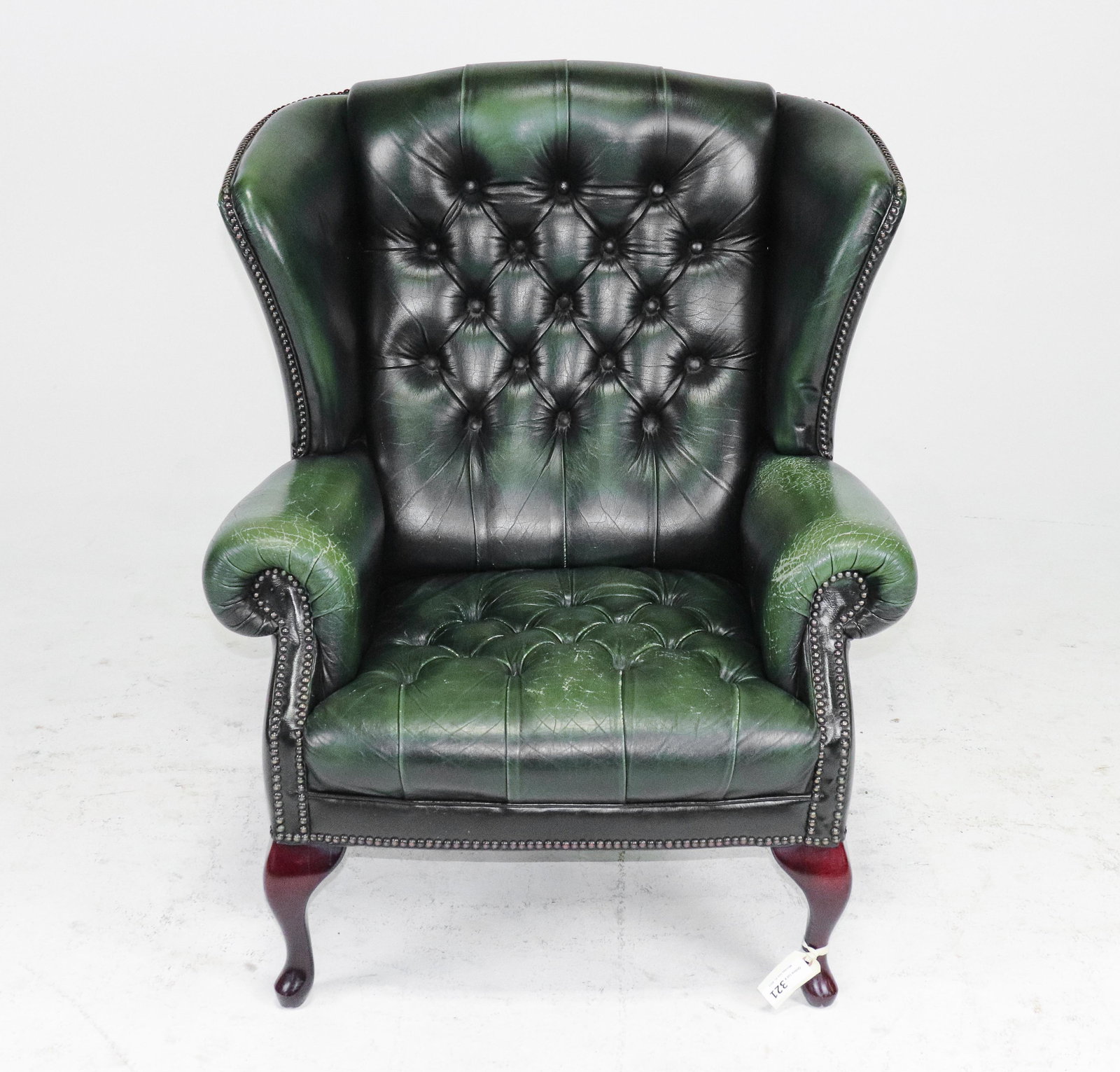 British Green Leather Chesterfield Arm Chair (1 of 5)