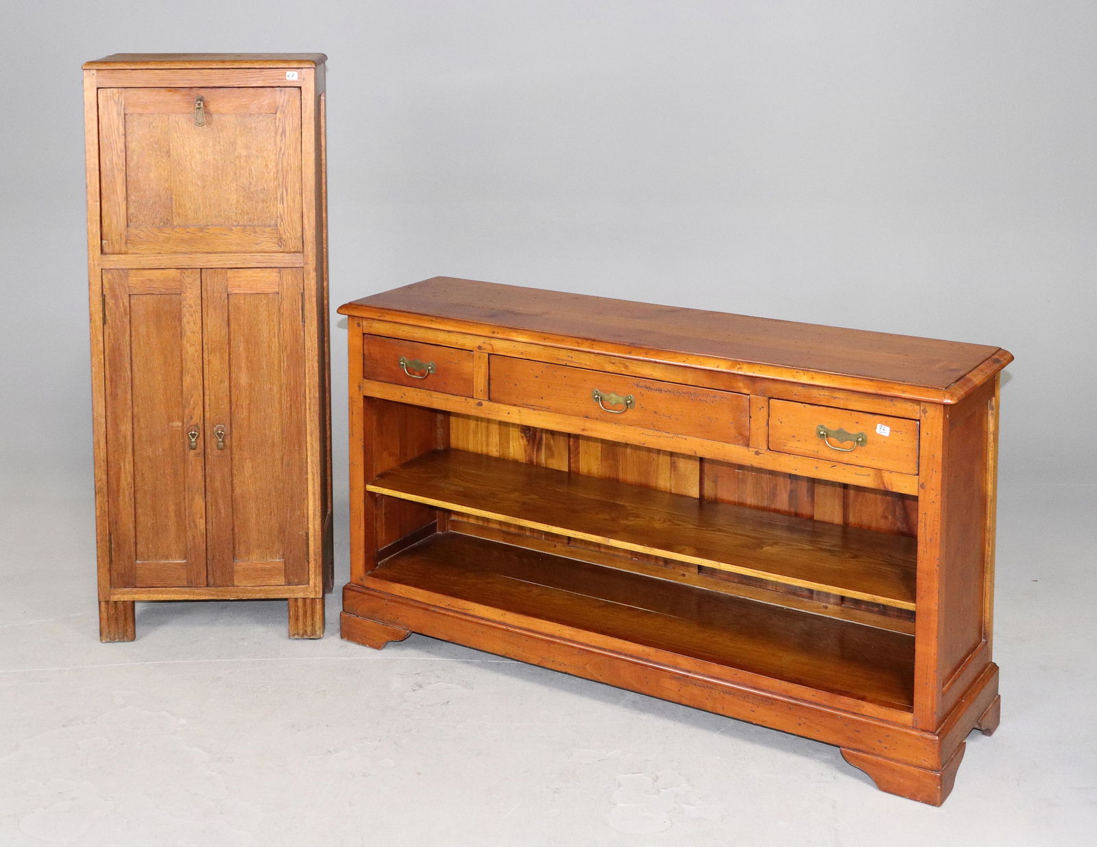 Oak Bookshelf With Drawer & Rustic Cabinet (1 of 4)