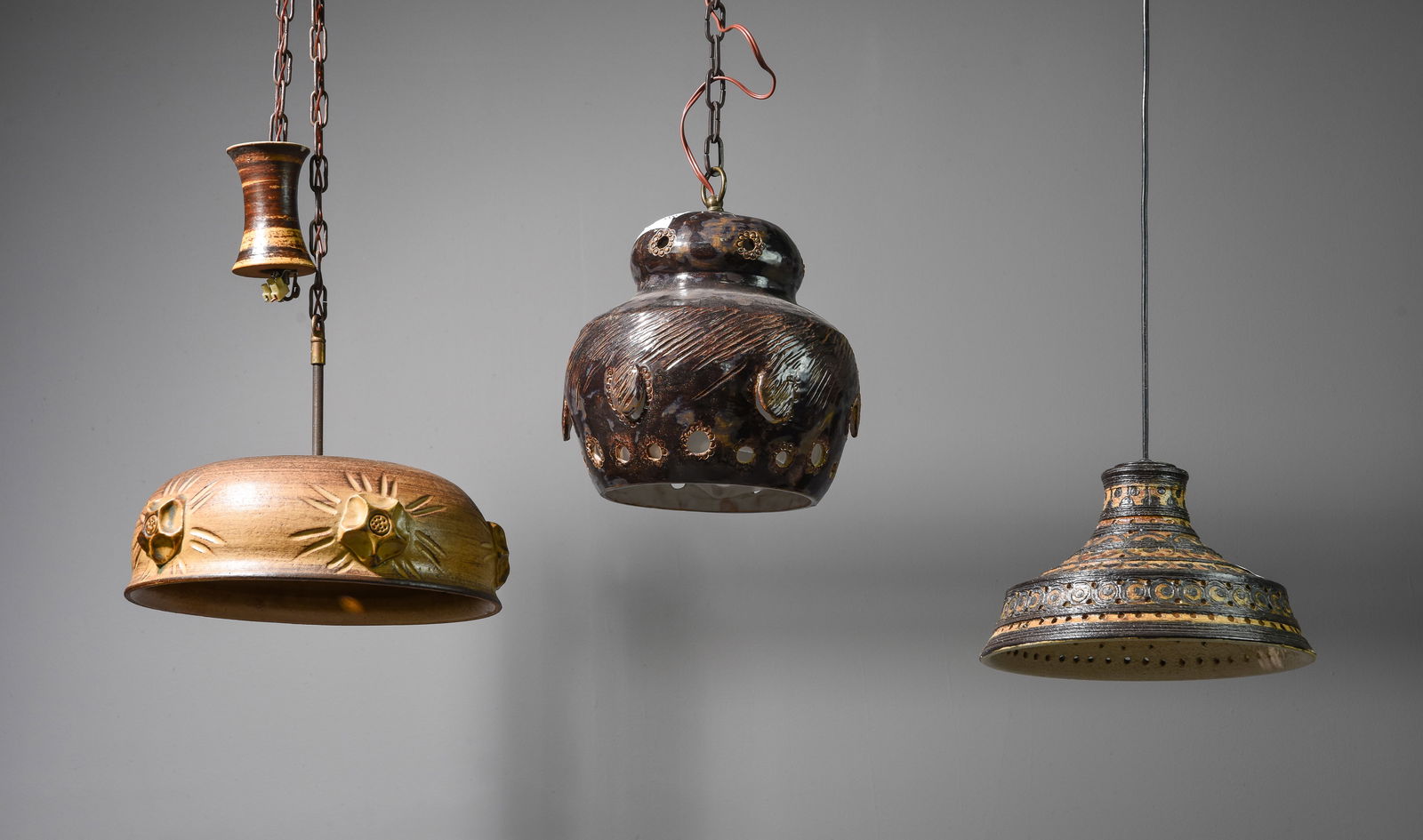 3 Assorted Danish Pottery Pendant Light Chandeliers (1 of 4)