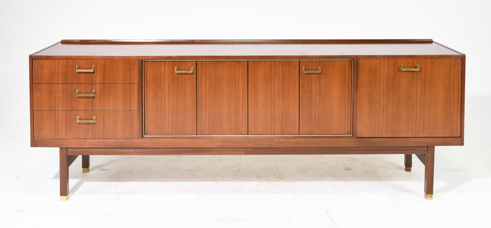 Mid Century Modern Sideboard with Bifold Doors: Danish Modern Style Sideboard with Bifold Doors - 30 in tall x 87 x 13
