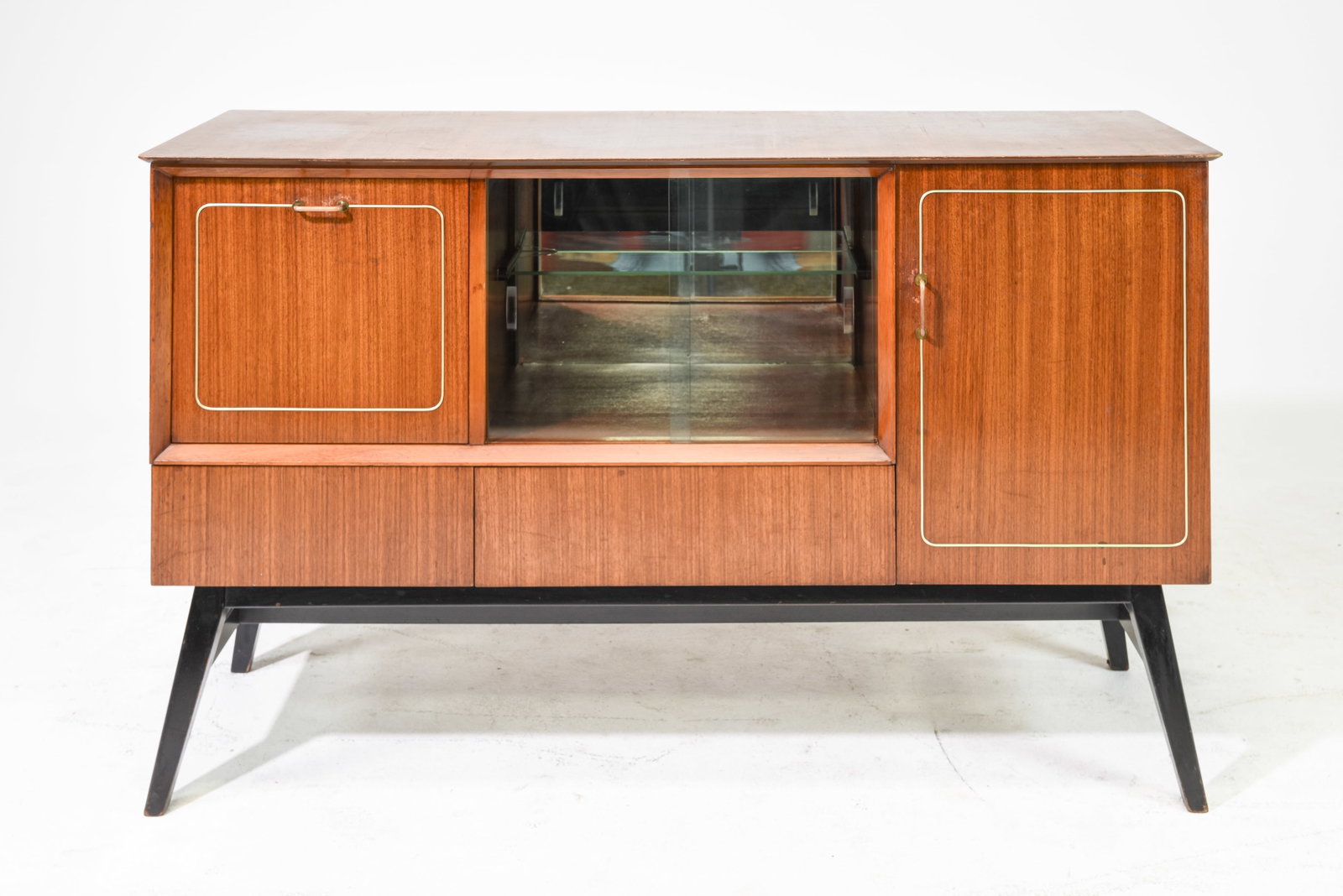 Mid Century Modern Cocktail Sideboard: Danish Modern Style Cocktail Sideboard / Credenza - 34 in tall x 56 x 20