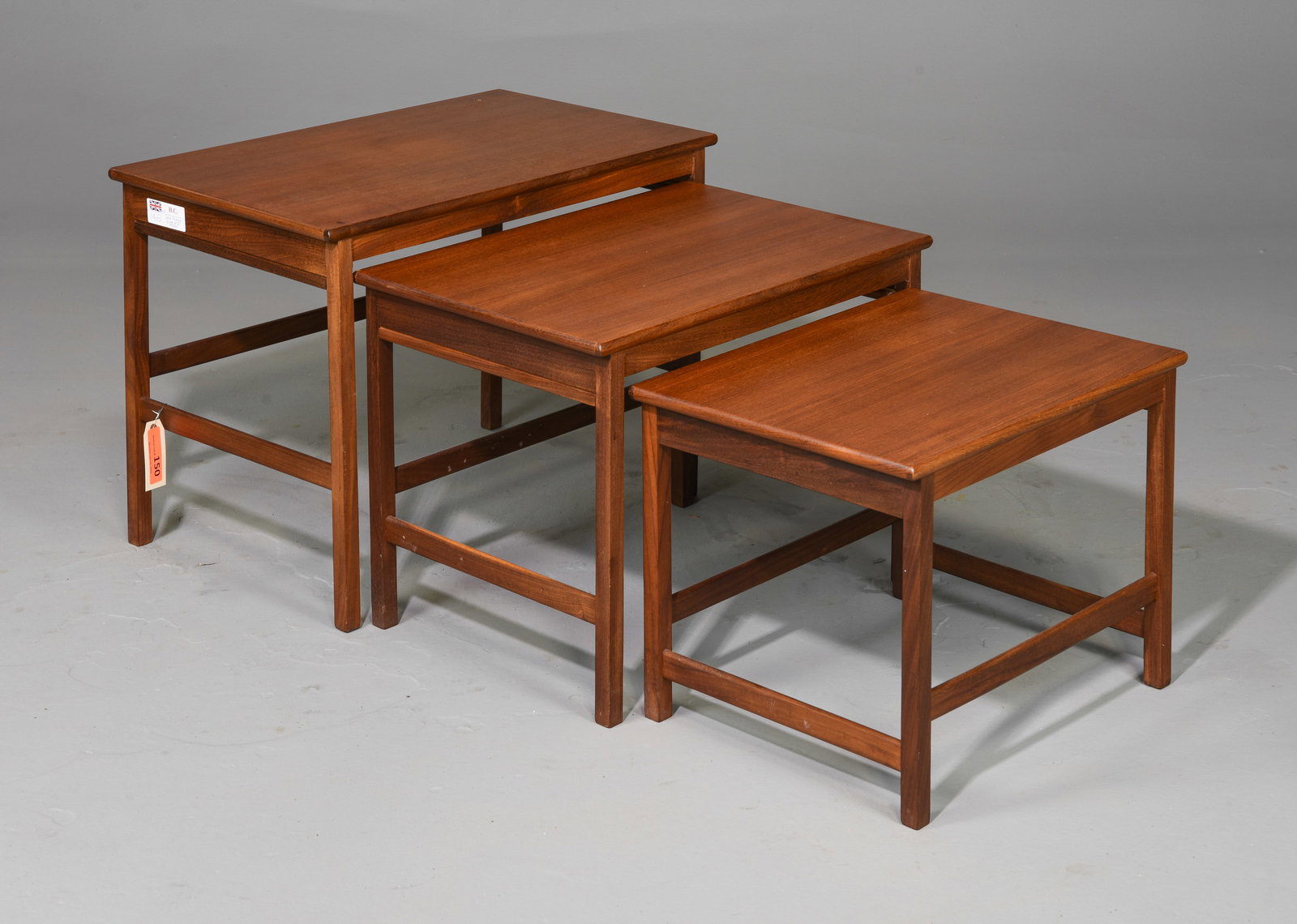 Mid Century Modern Teak Nest: Danish Modern Style Teak Nest of 3 Tables - 20 in tall x 27 x 17