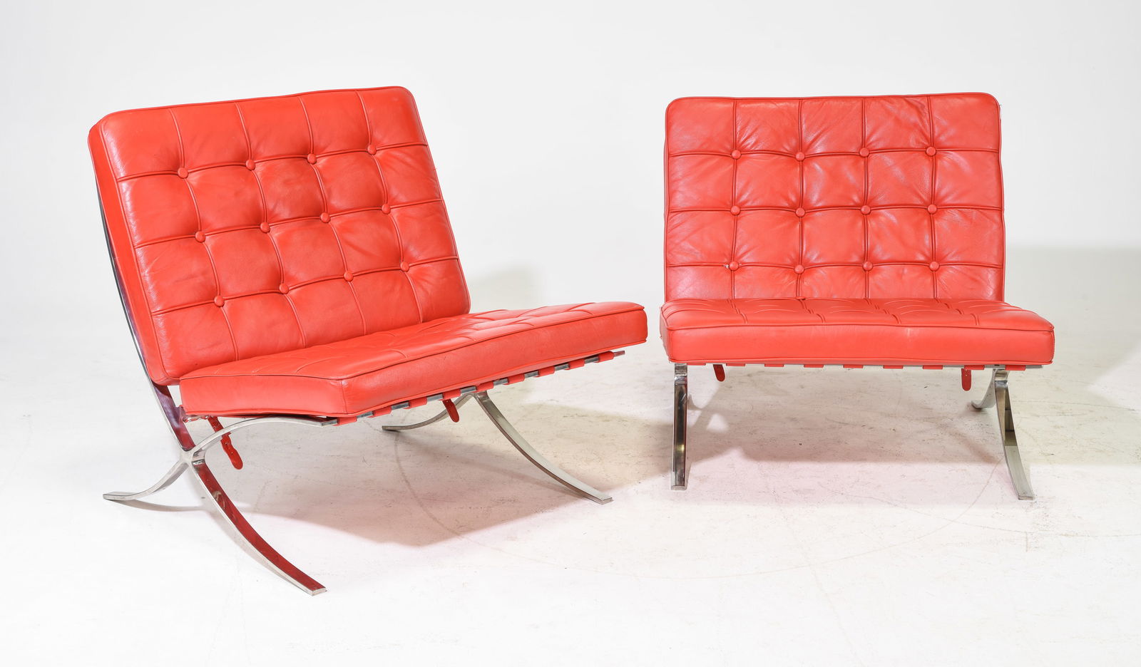2 Barcelona Style Chairs in Red Leather (1 of 6)