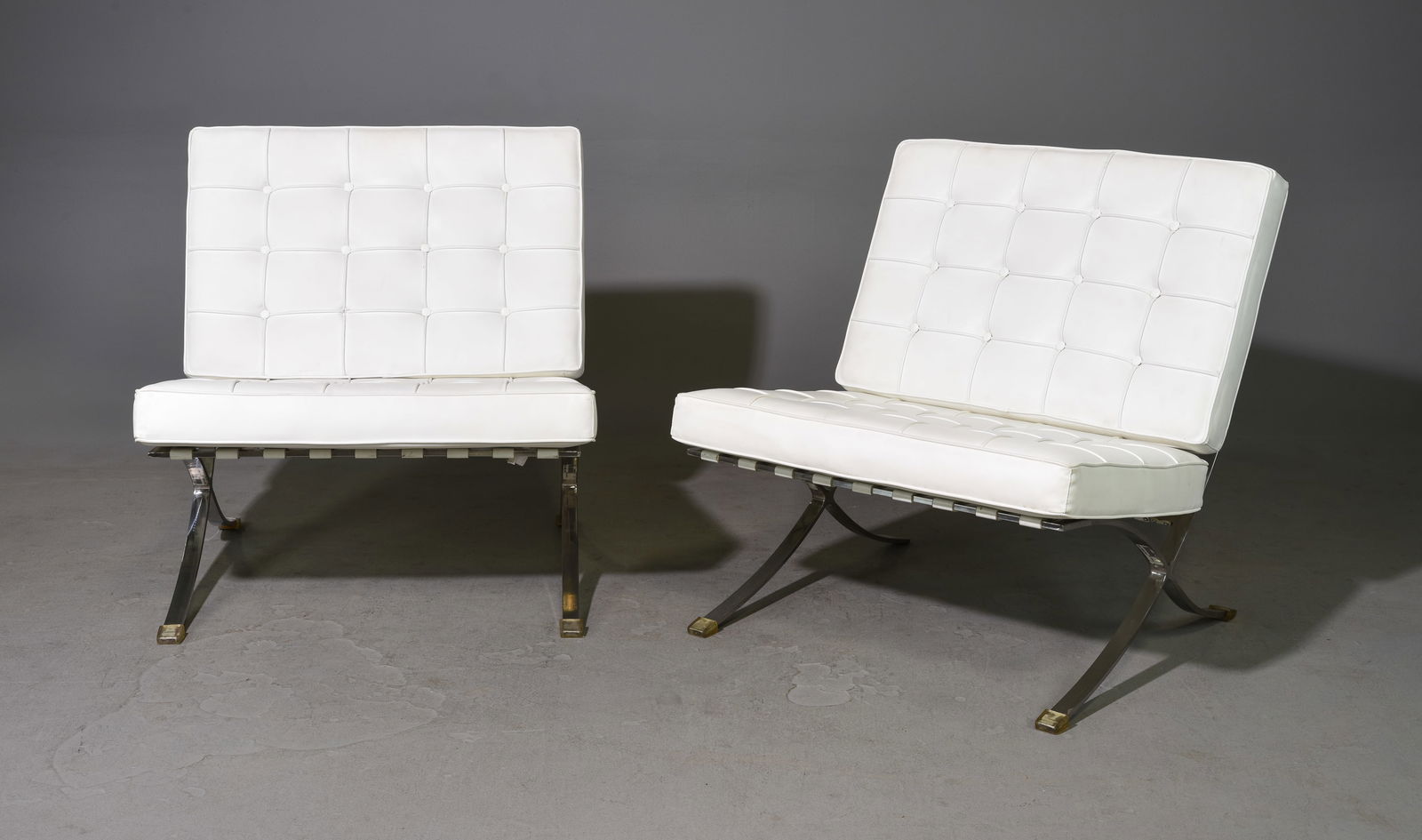 2 Pair of Barcelona Style Chairs in White Leather (1 of 7)
