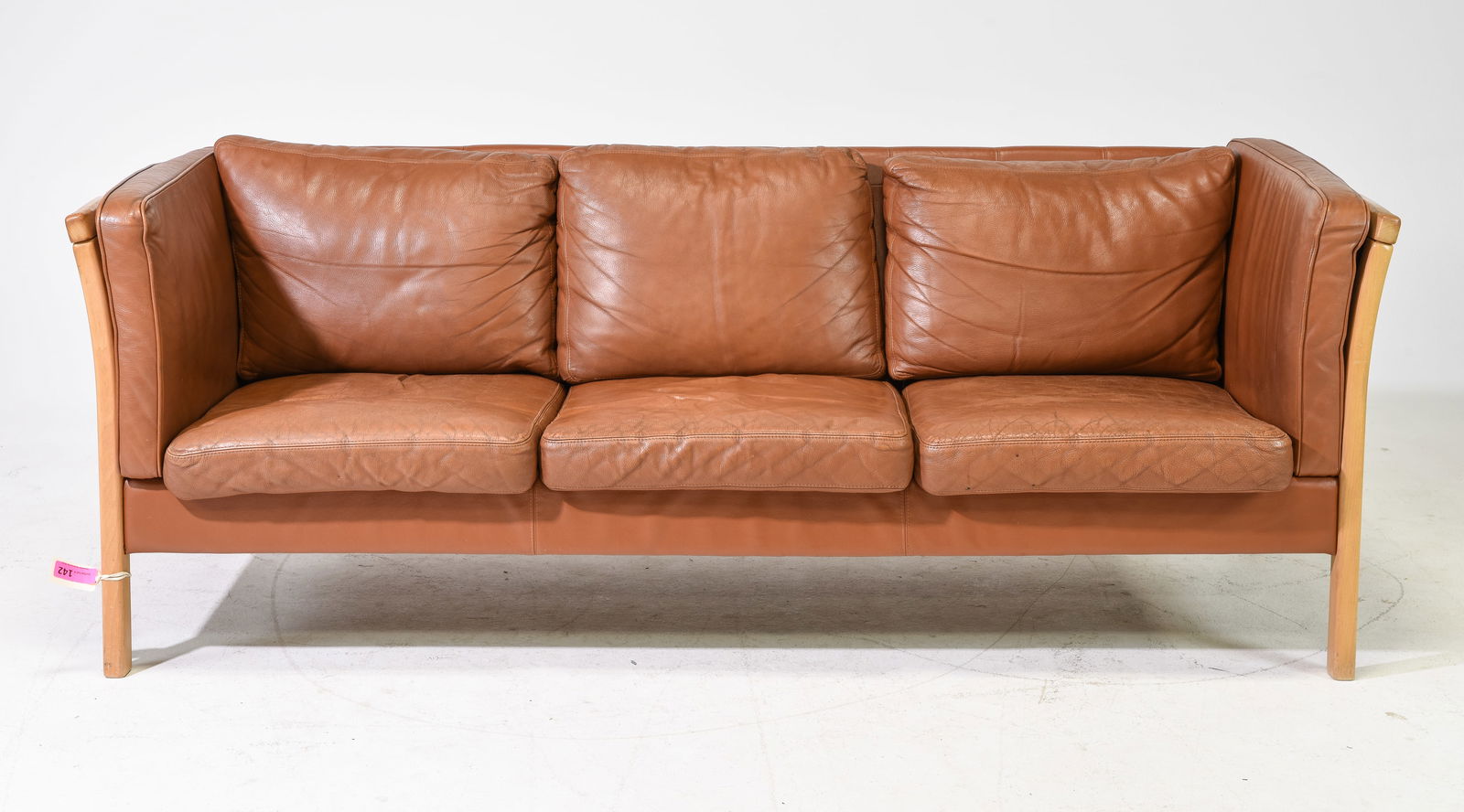 Danish Modern Mocha / Brown Leather Sofa (1 of 7)