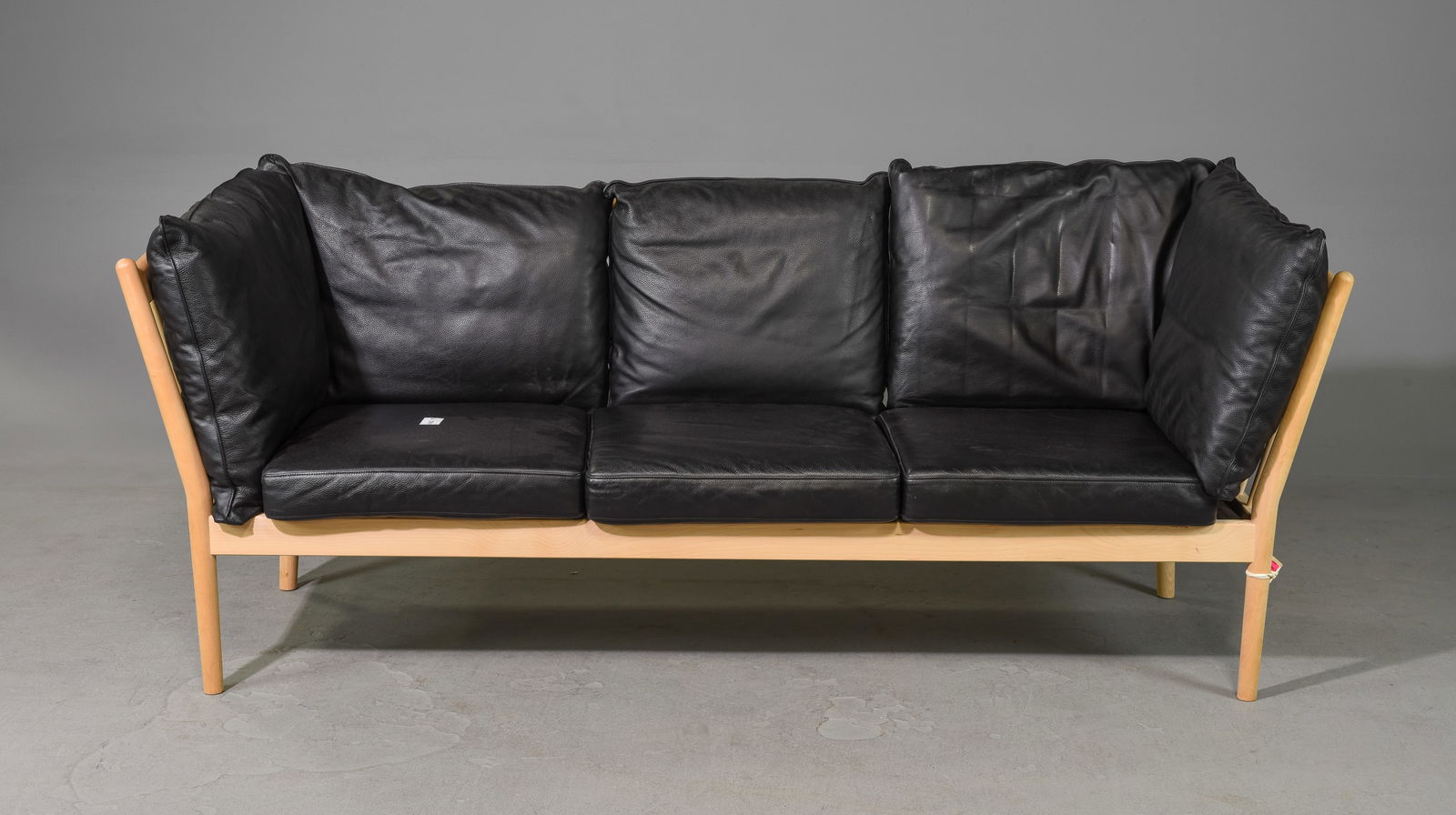 Danish Modern Black Leather 3 Seater Sofa (1 of 6)