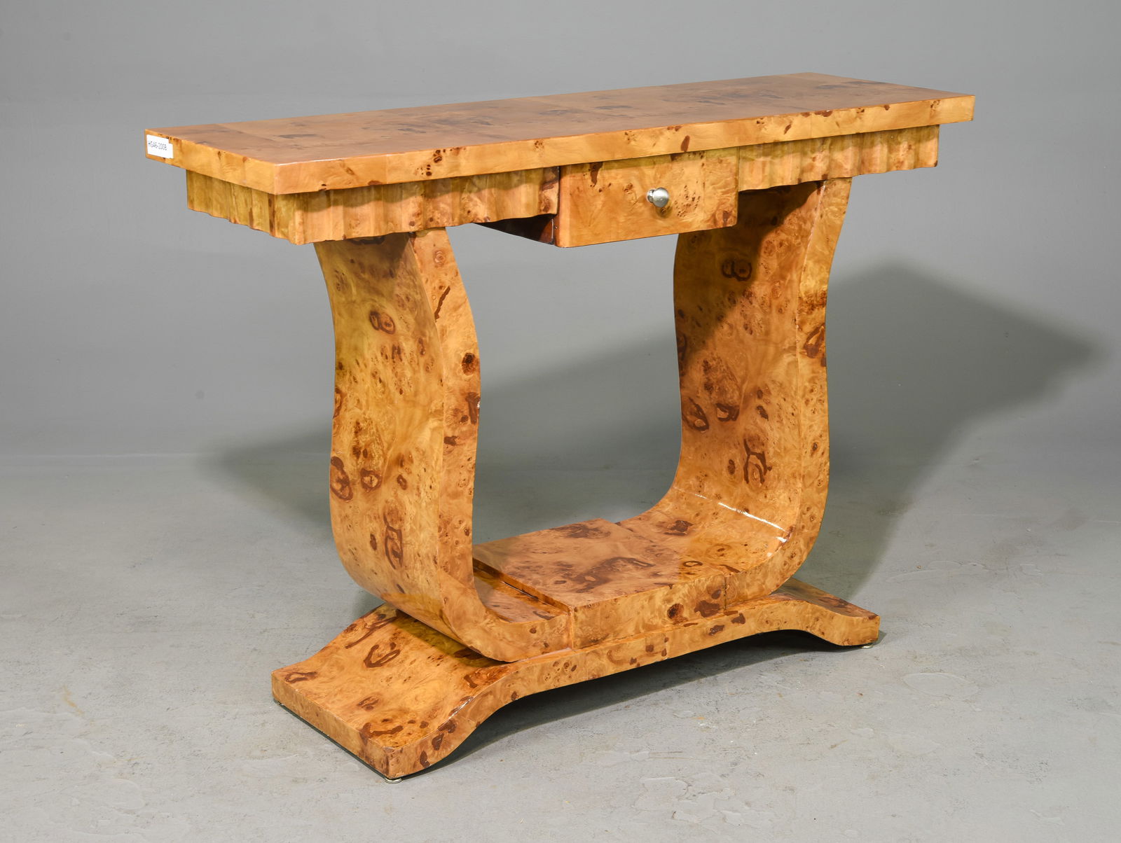 Art Deco Style Burled Hall Table with Drawer (1 of 4)