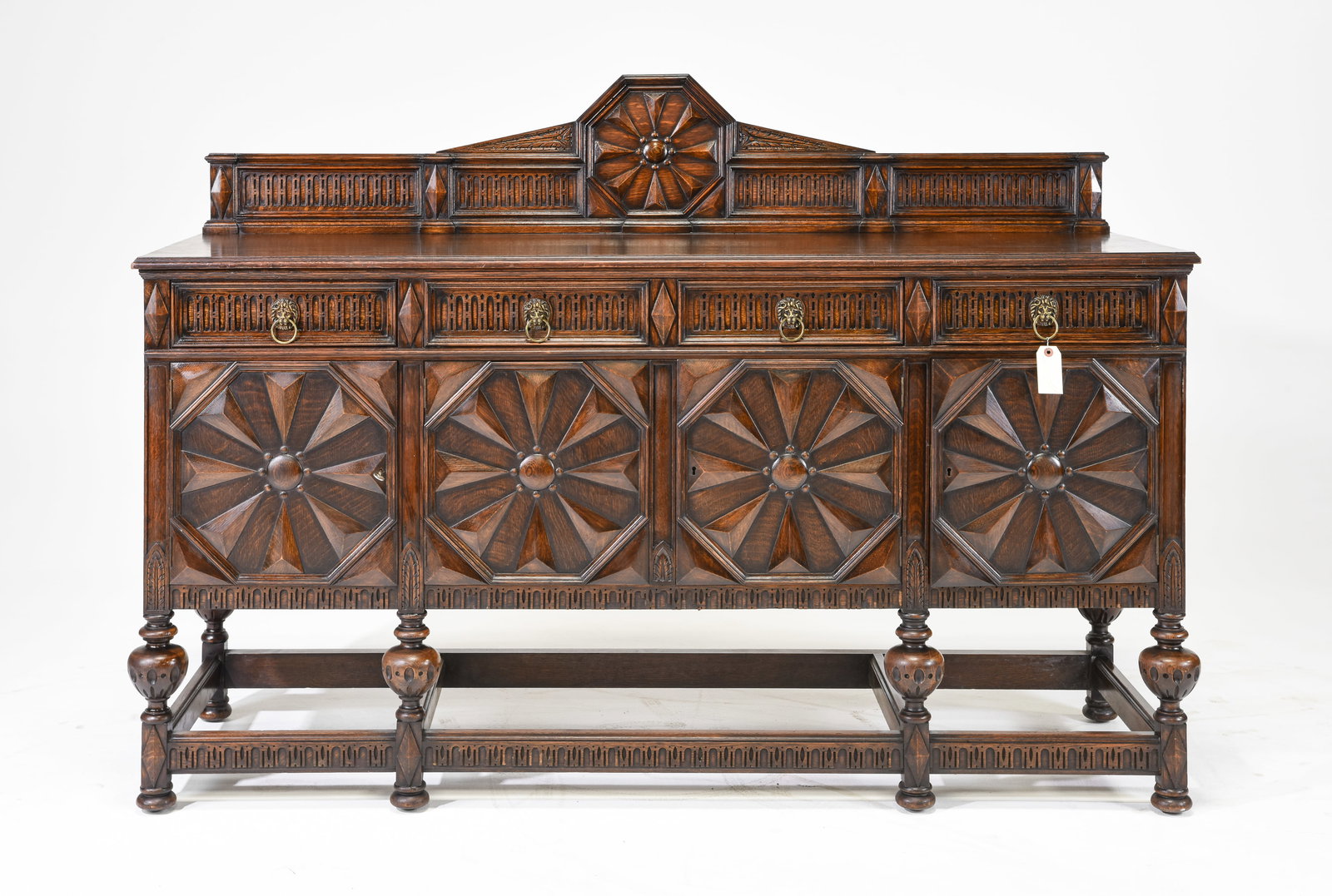 Tudor Style Carved Oak Sideboard c.1920's-30's (1 of 8)