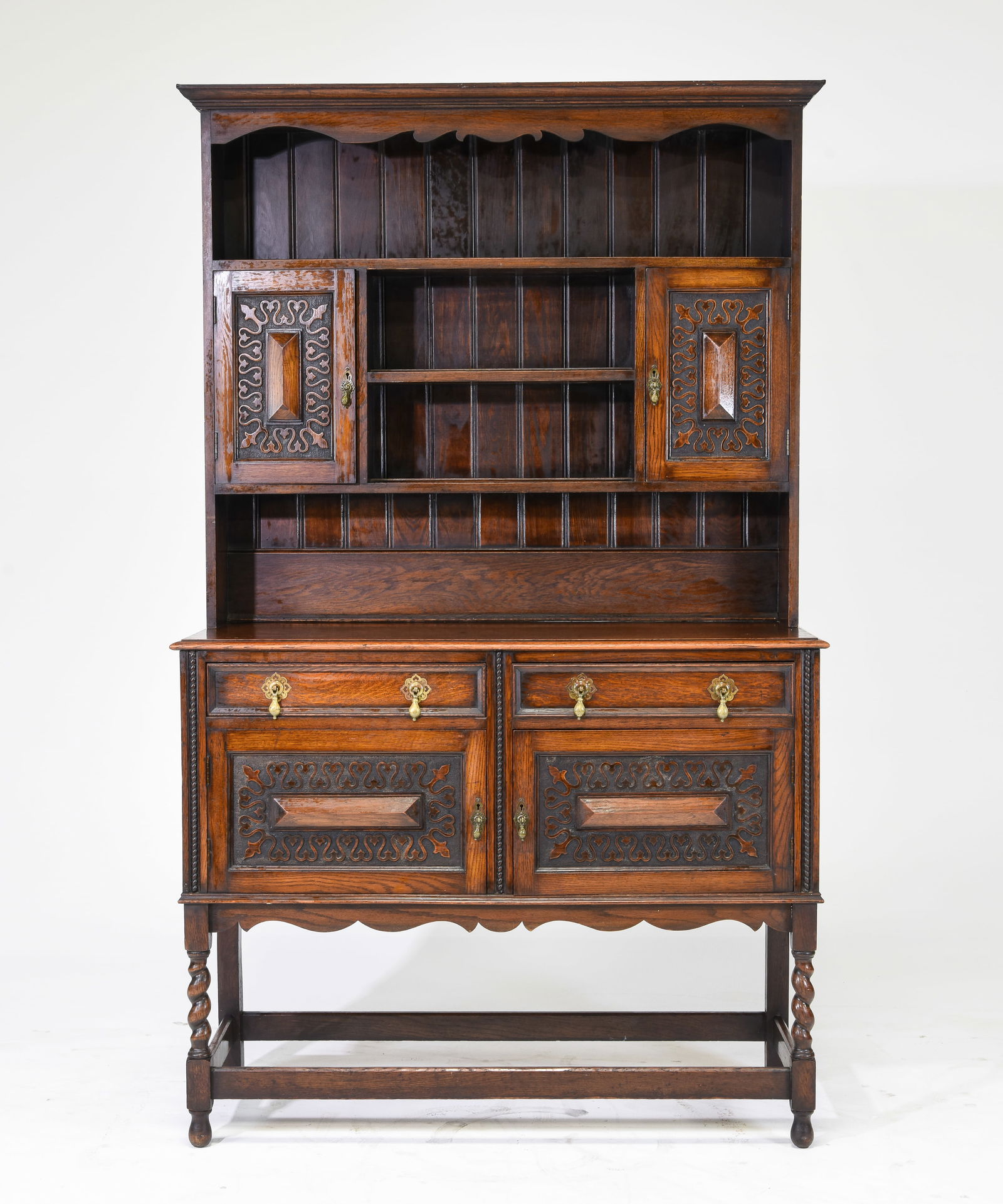 British Oak Barley Twist Cupboard / Dresser c.1920's (1 of 10)