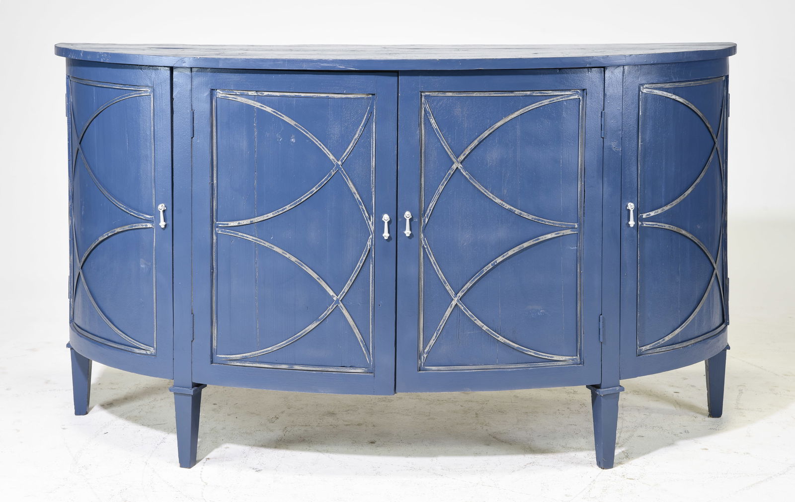 Navy Blue Painted Bow Front Cabinet (1 of 3)