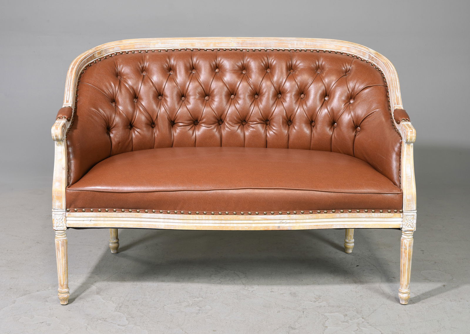 British Brown Leather Settee (1 of 7)