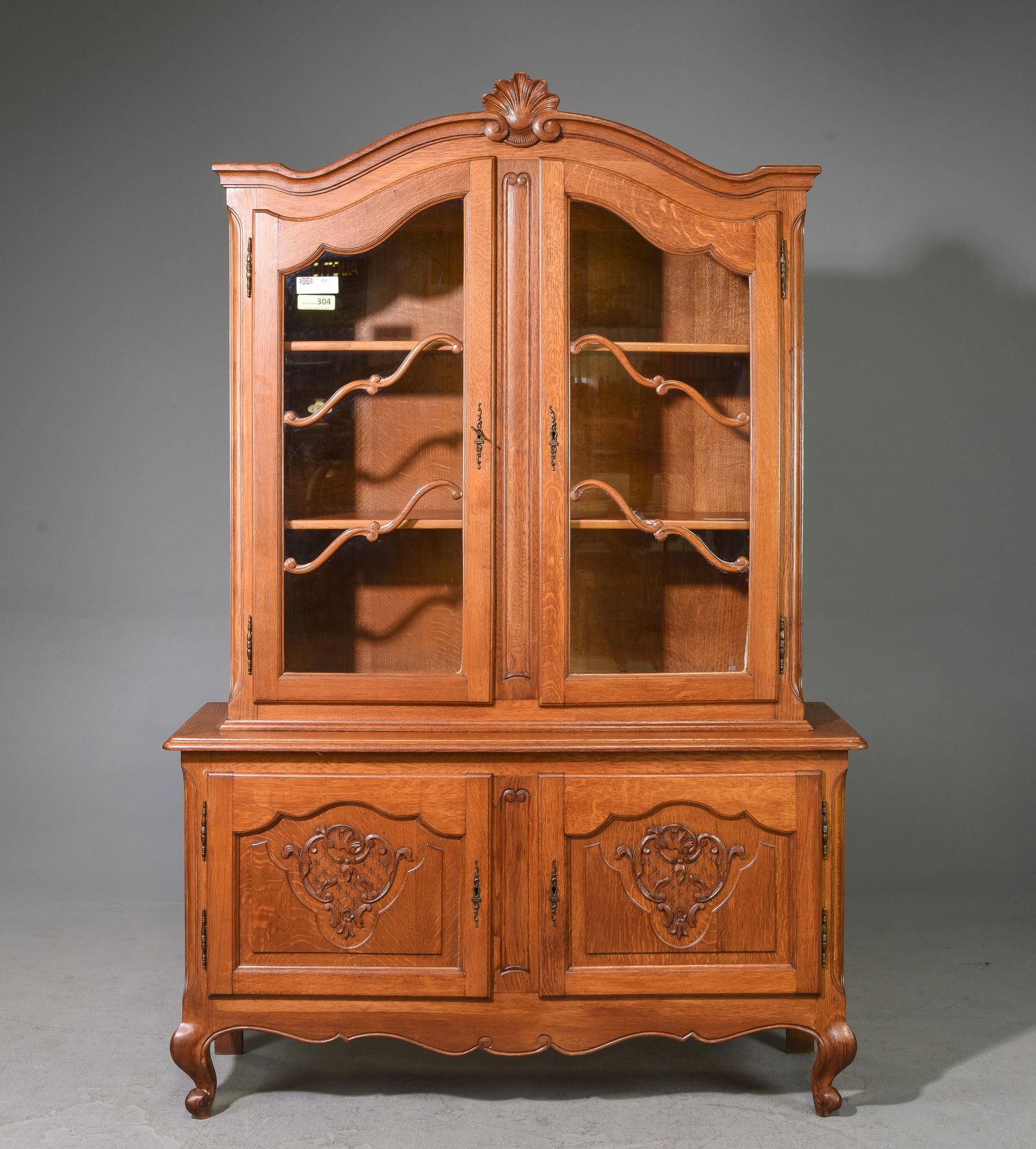 Oak Dome Top French Style  Bookcase/Cupboard (1 of 7)