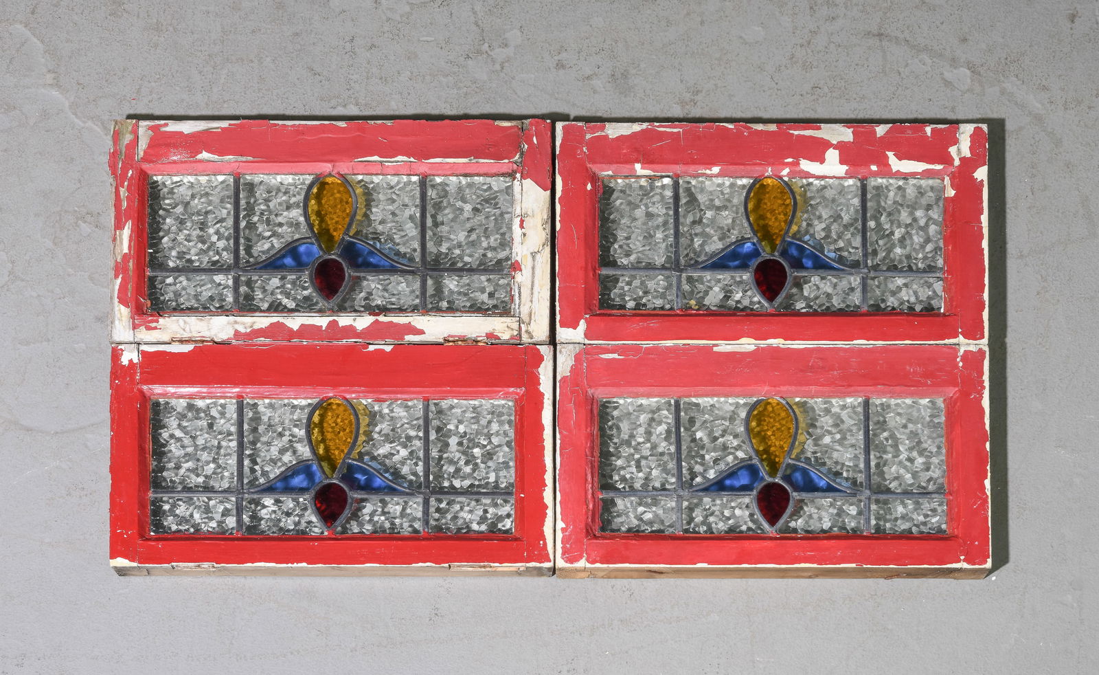 4 Painted Assorted British Stained Glass Windows (1 of 2)