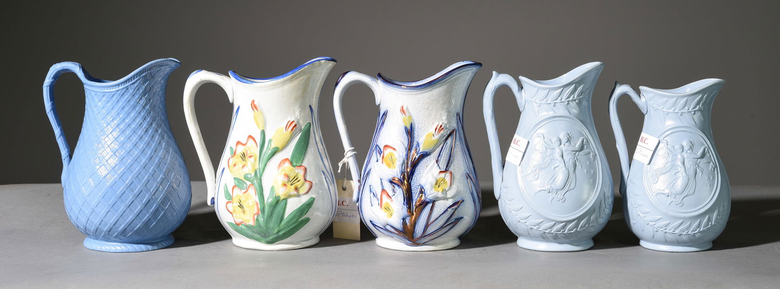 5 Assorted Blue & White Pitchers (1 of 6)