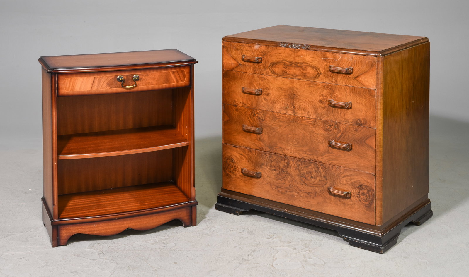 4 Drawer Walnut Chest & Mahogany End Chest (1 of 4)