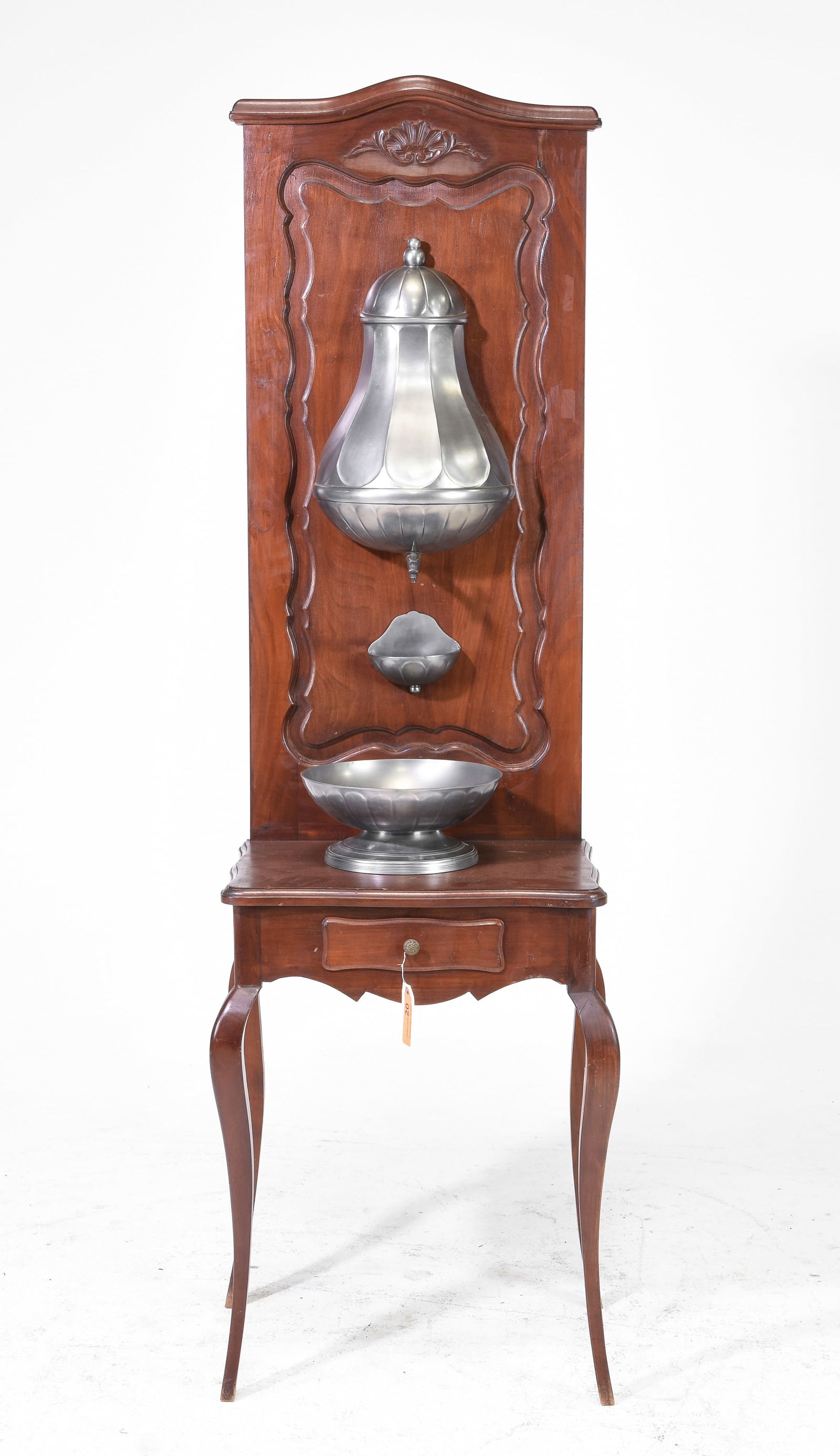 Louis XV Style Cherry Stand With Pewter Fountain: French Louis XV Style Cherry Stand With Pewter Fountain - 68 inches tall x 21 x 16