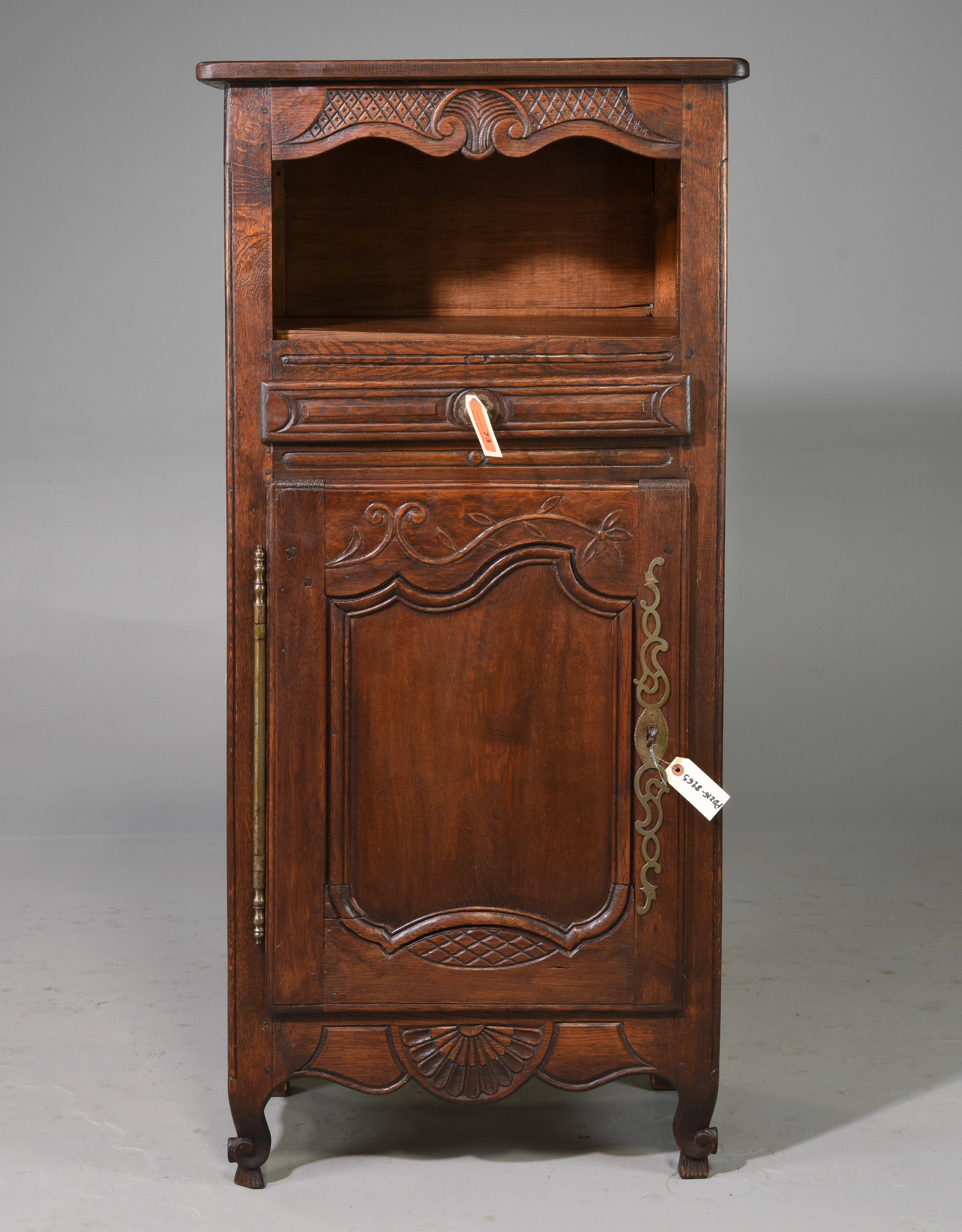 Louis XV Style Tall Oak Cabinet: French Louis XV Style Tall Oak Cabinet - 56.5 inches Tall x 26.5 x 16
