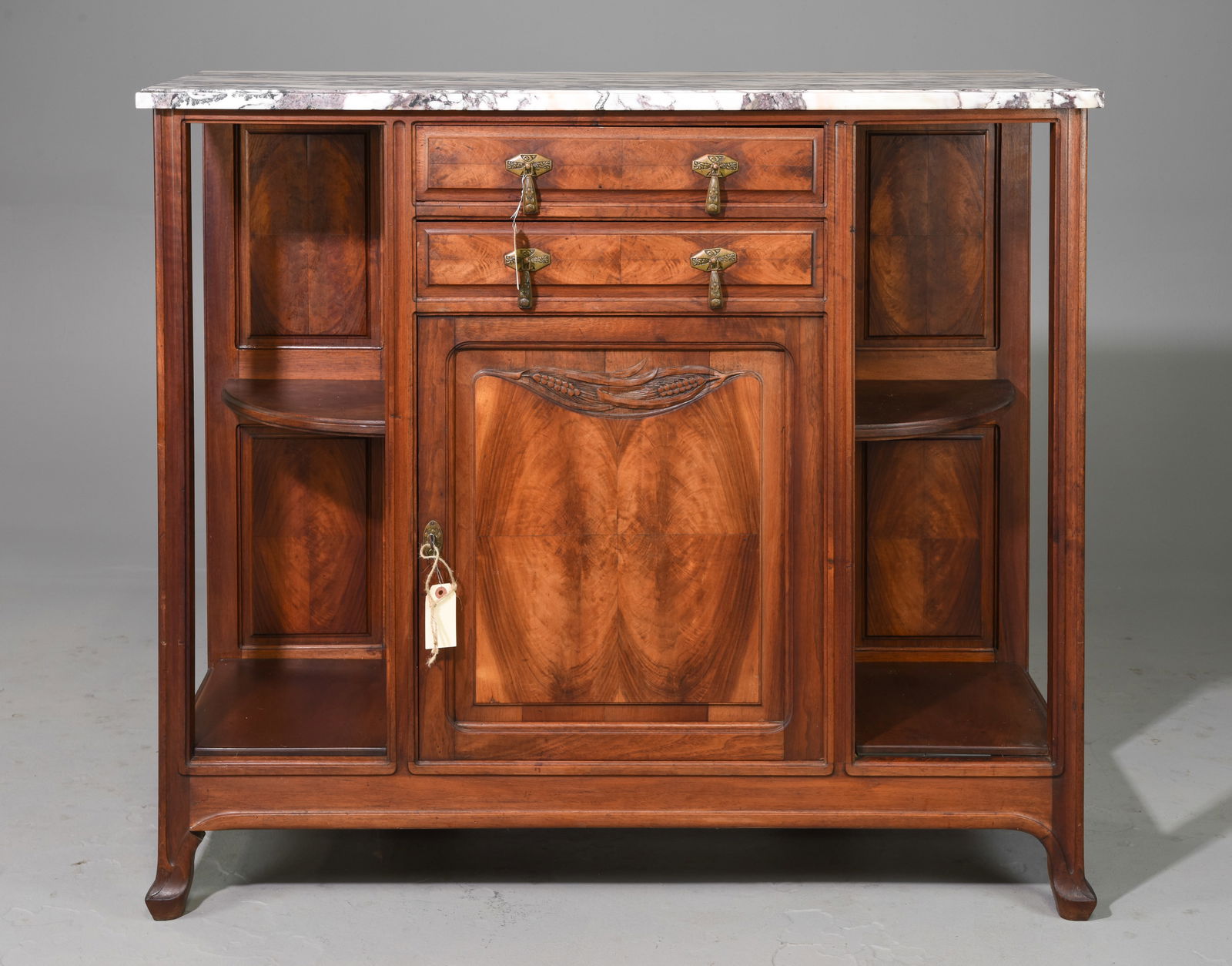 Walnut White Marble Top Buffet (1 of 5)