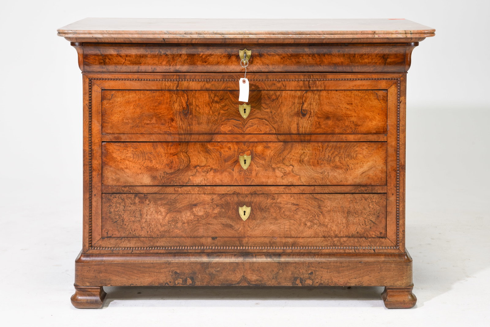 Louis Philippe Style Walnut Marble Top Chest: French Louis Philippe Style Walnut Marble Top Chest - 40 inches tall x 51.5 x 25