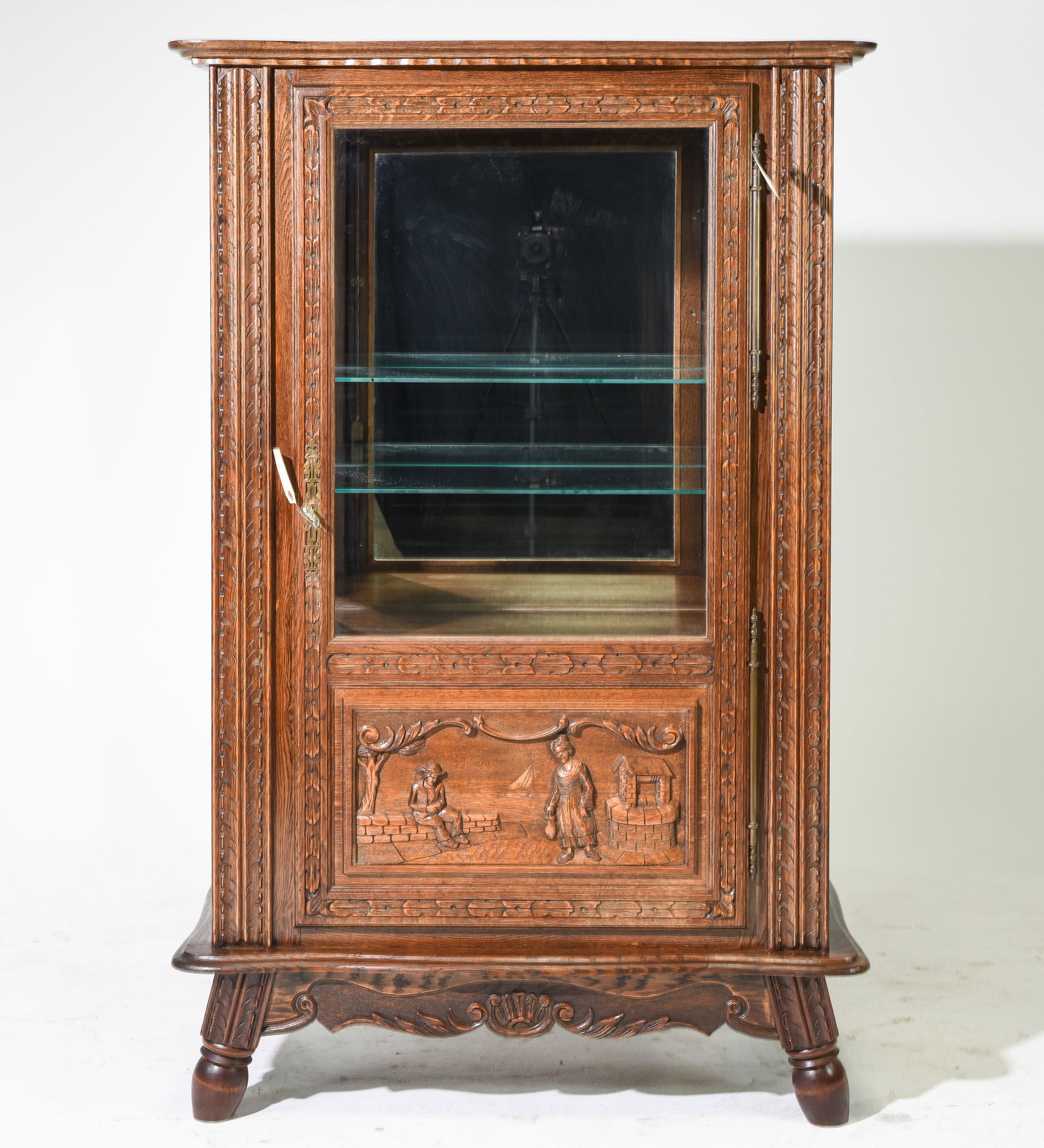 Breton Style Oak Mirror Back Vitrine (1 of 7)