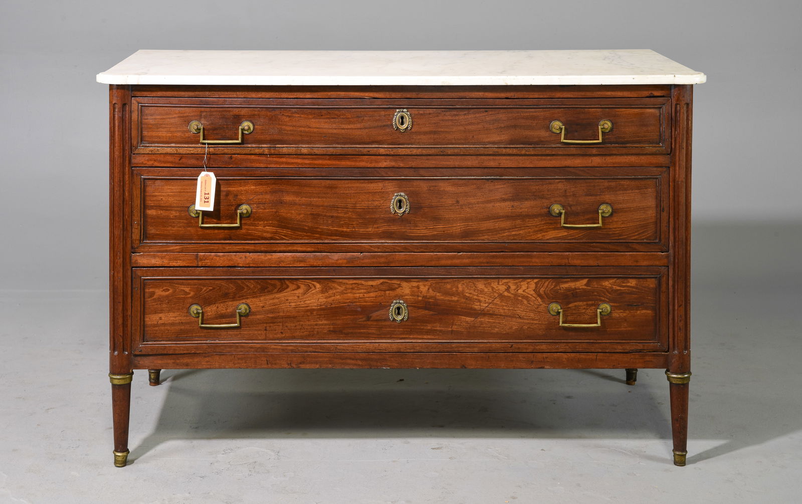 Louis XVI Style Mahogany White Marble Top Chest 18th C. (1 of 5)