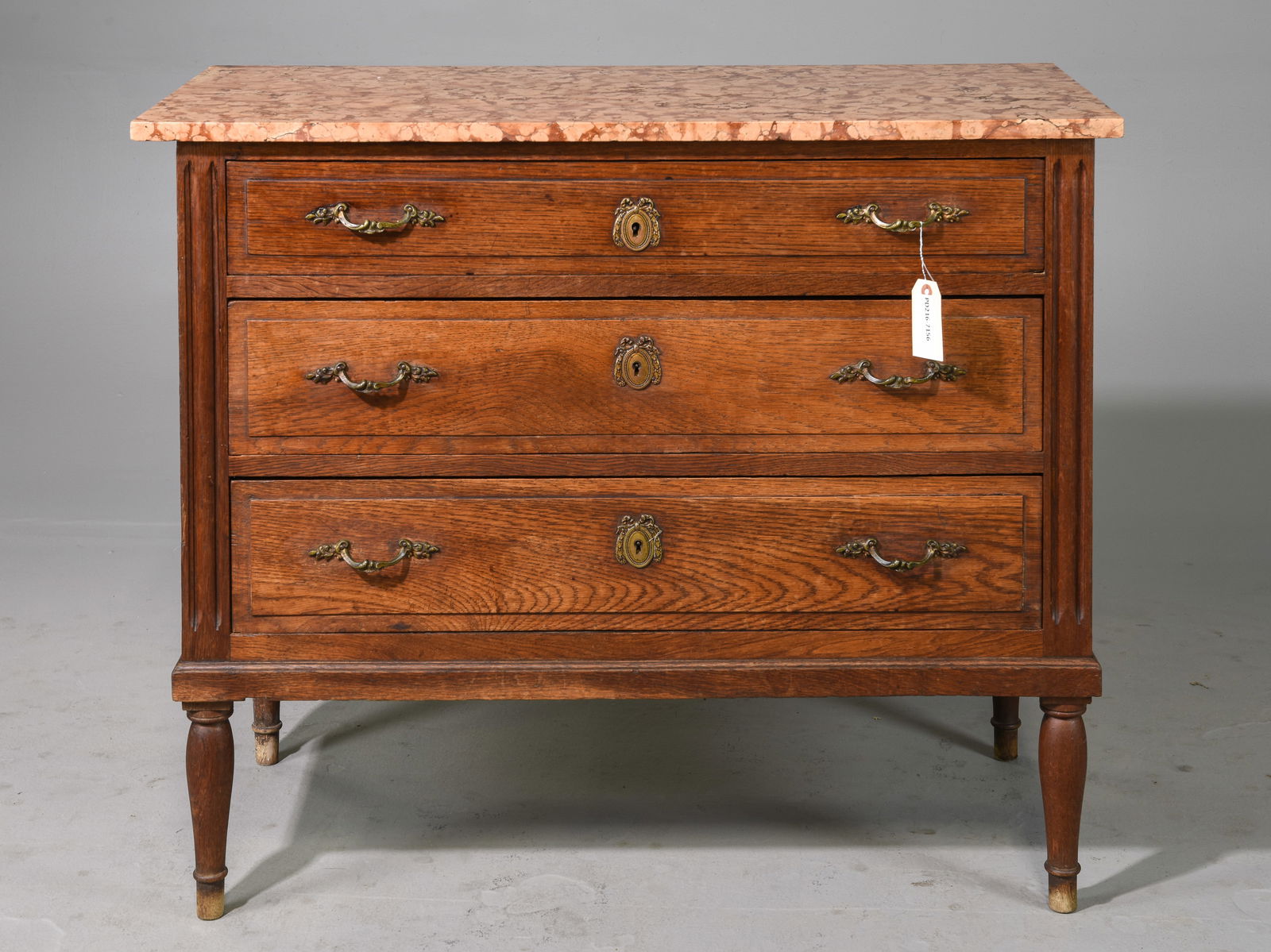Louis XVI Style Oak Marble Top Chest (1 of 7)