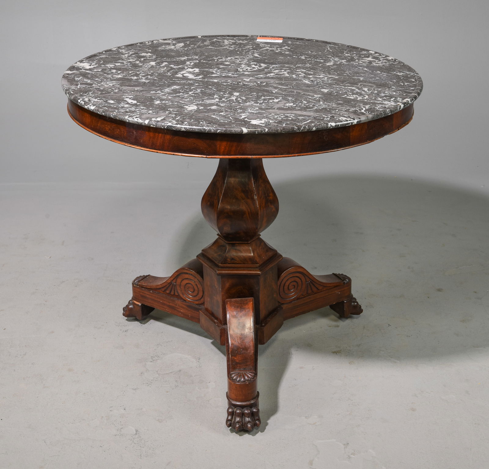 Louis Philippe Style Mahogany Round Marble Top Table (1 of 4)