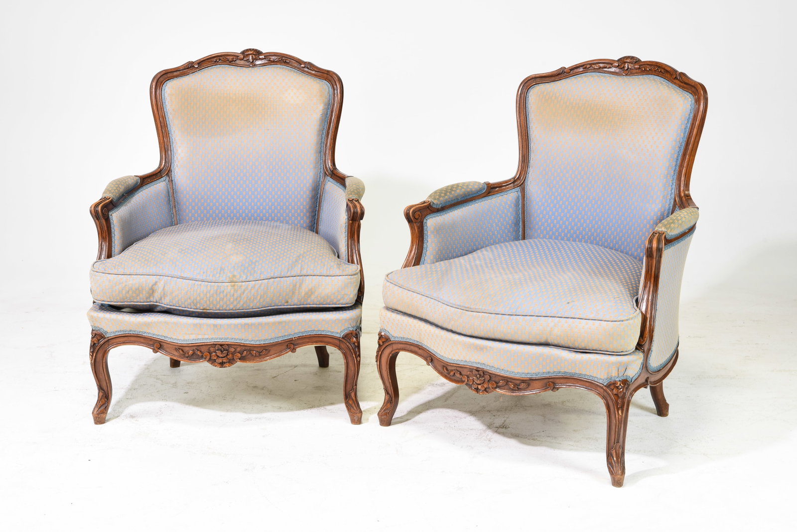 Pair Of Louis XV Style Armchairs: Pair Of Louis XV Style Armchairs - 39 inches tall x 29.5 x 31, seat height is 17 inches
