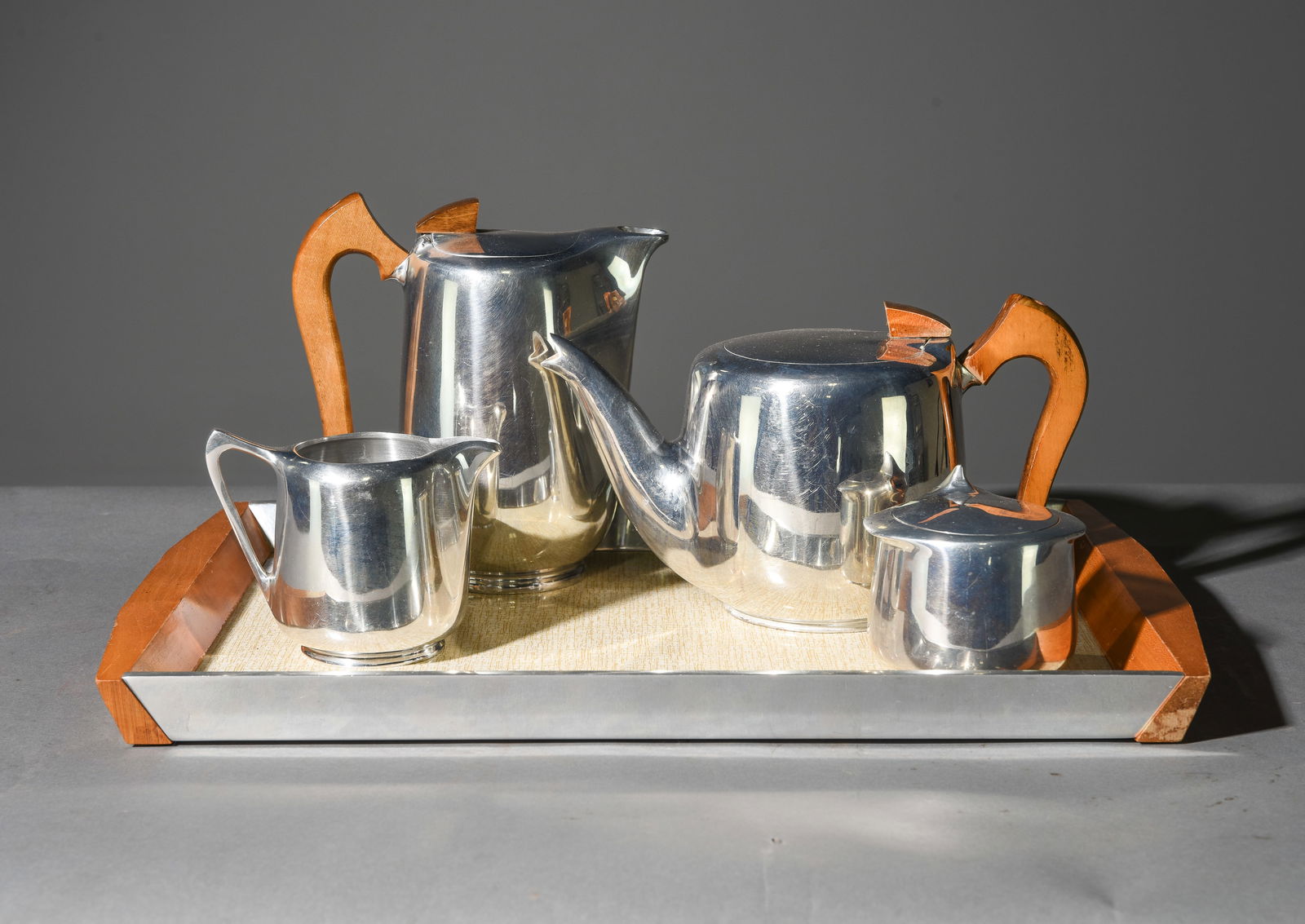 5pcs Piquot Ware Teapot Set & Tray (1 of 5)