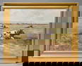Framed Oil On Canvas "Cows"