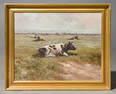 Framed Oil On Canvas "Cows"