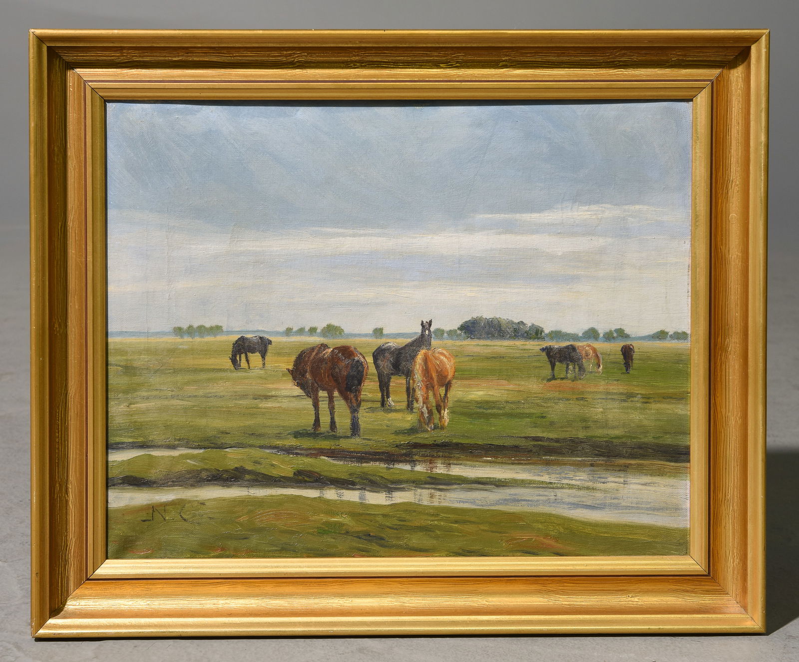 Framed Oil On Canvas "Horses" (1 of 3)