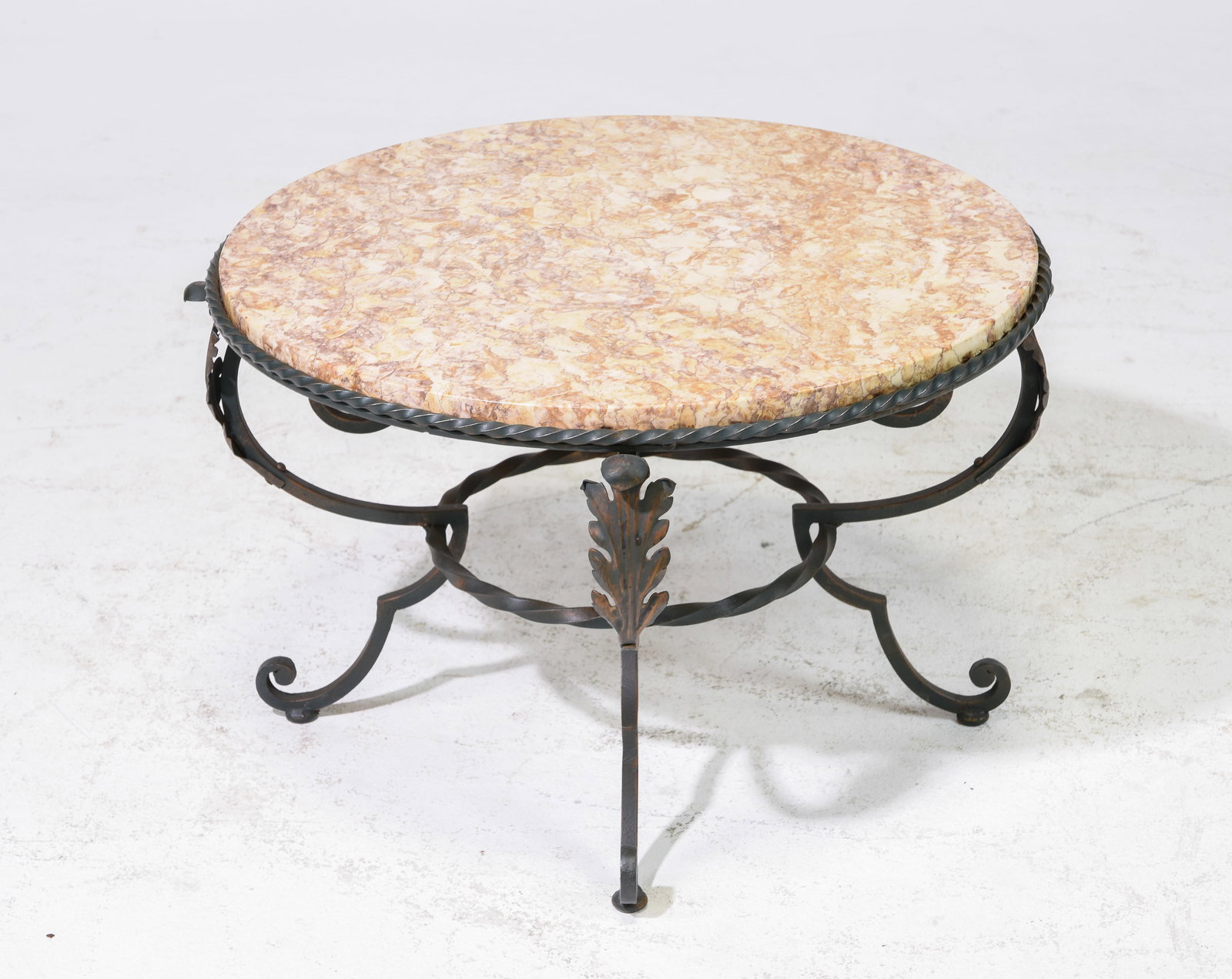 Round Iron Marble Top Coffee Table (1 of 3)