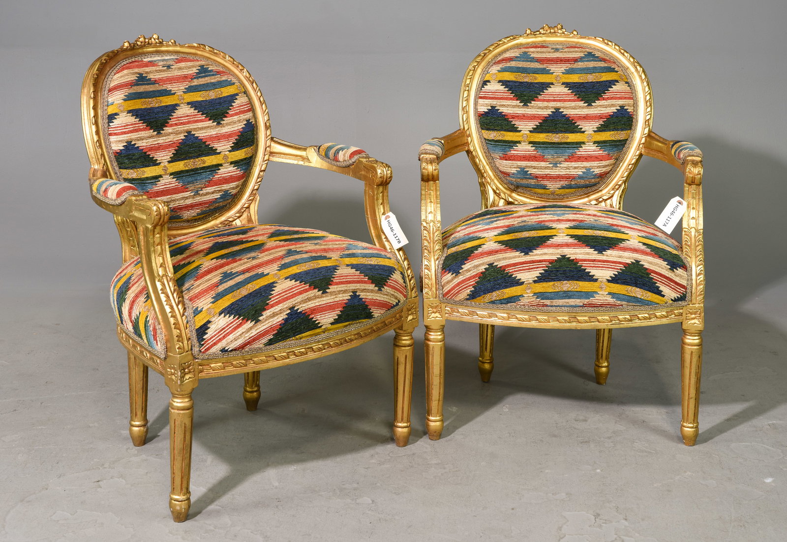2 French Style Gold Arm Chairs (1 of 6)