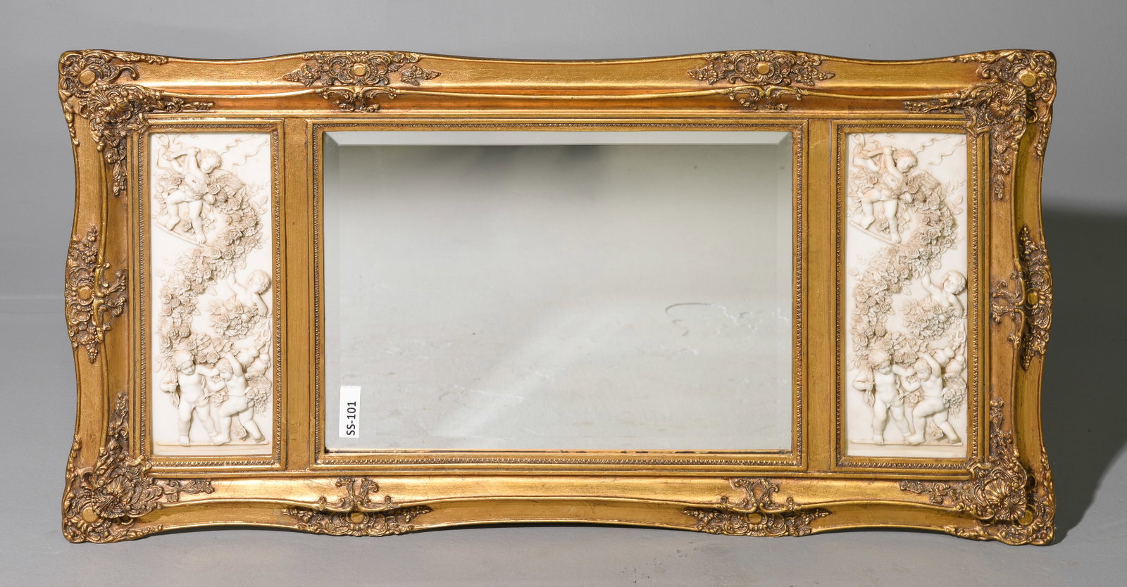 Gold Gilded Framed Mirror: Gold Gilded Framed Mirror - 25.5 inches tall x 49.5 x 2