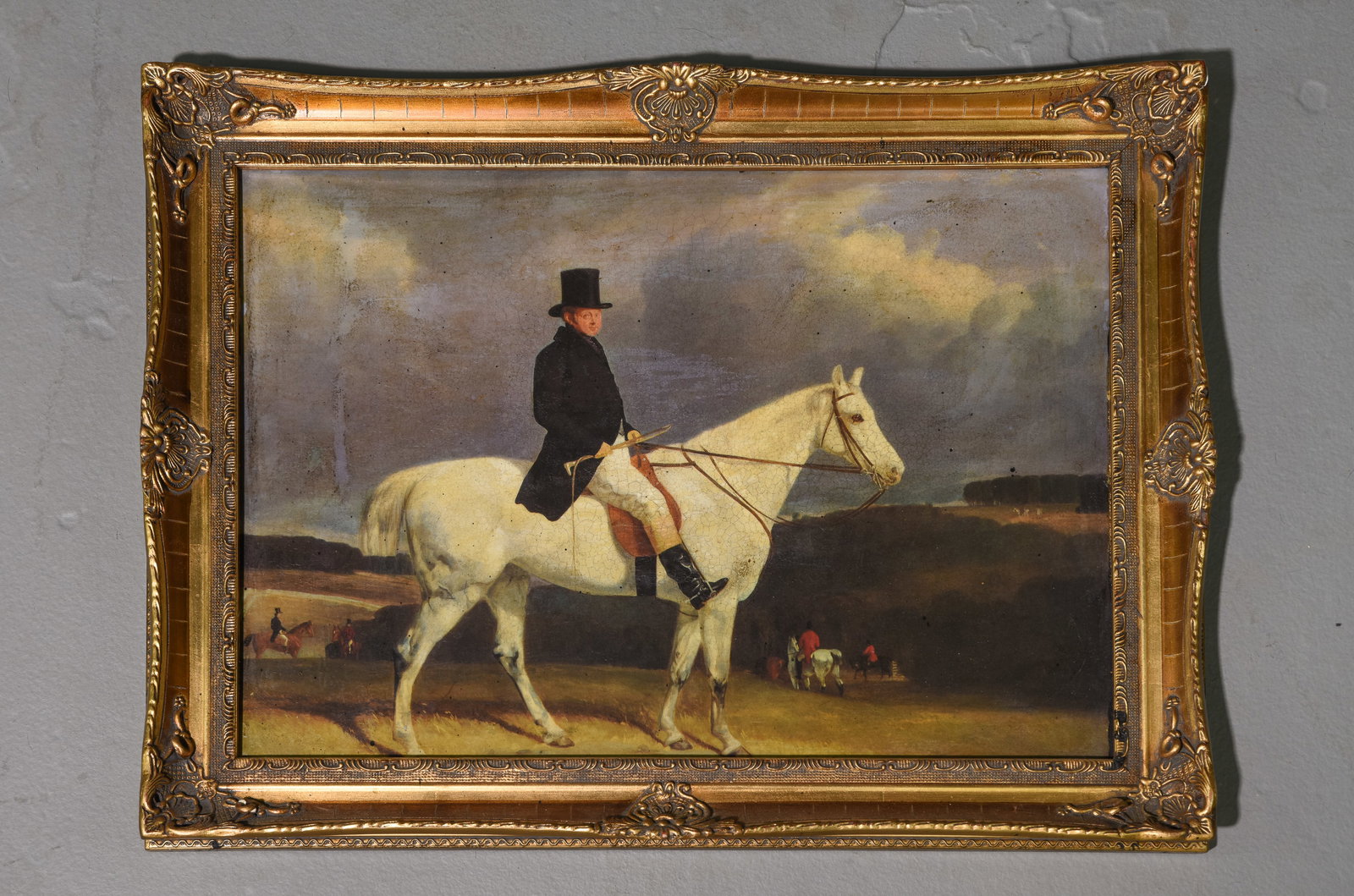 Framed Oil On Canvas "Man In Horse" C.1920's (1 of 4)