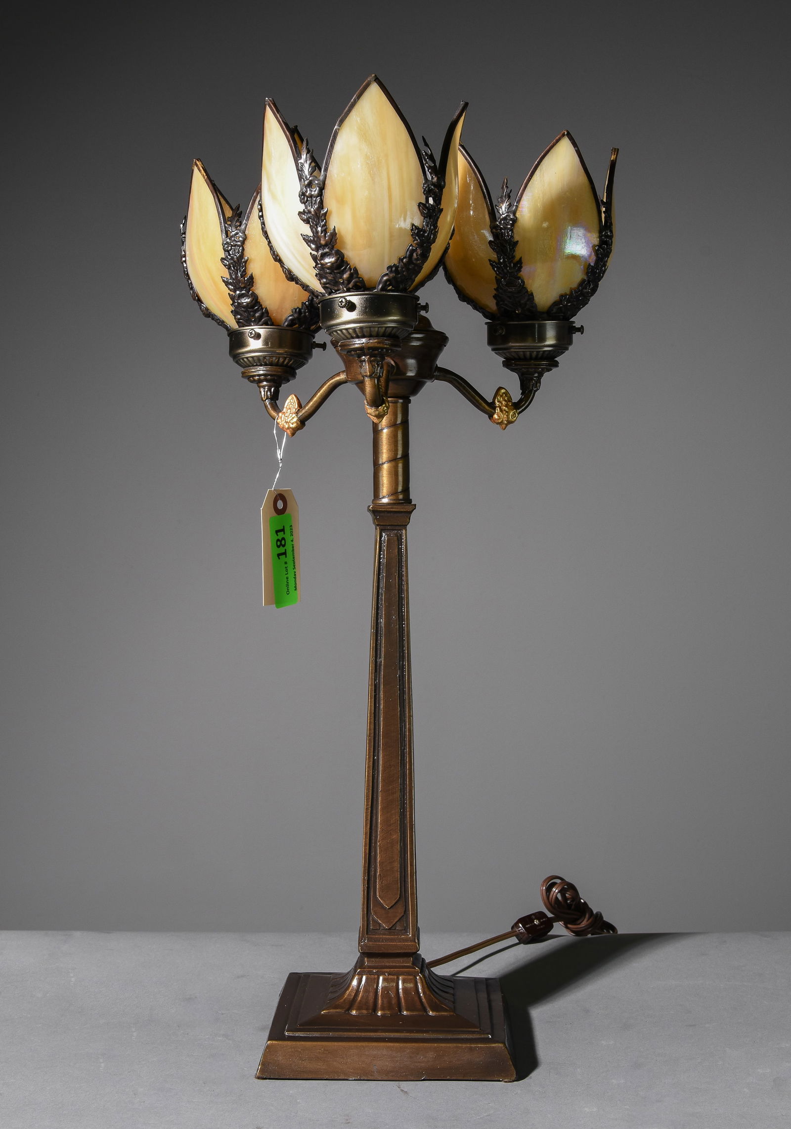 3 Light Slag Glass Table Lamp (1 of 3)