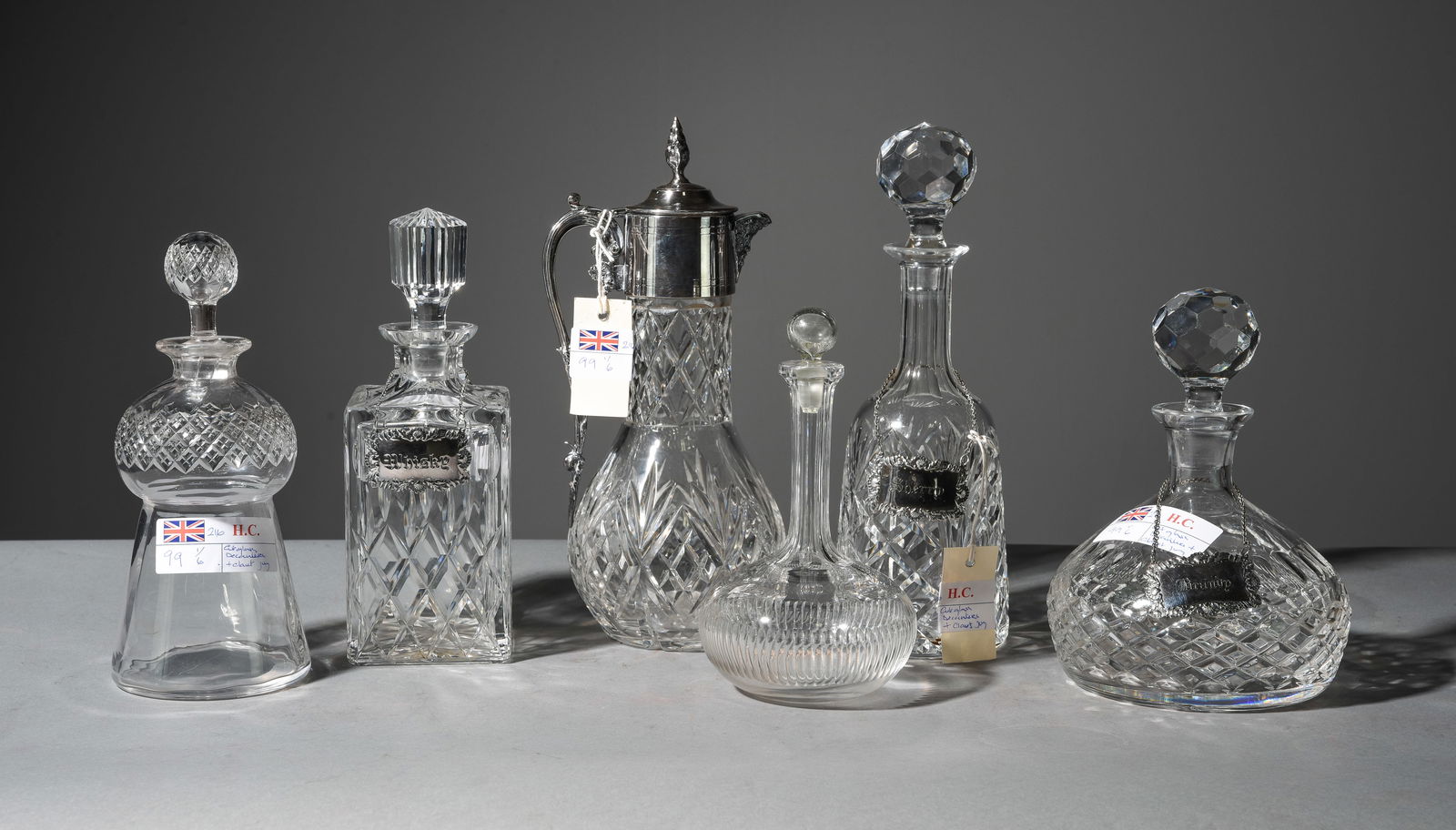 6pcs Assorted Glass Decanters, Claret Jug, Etc. (1 of 4)
