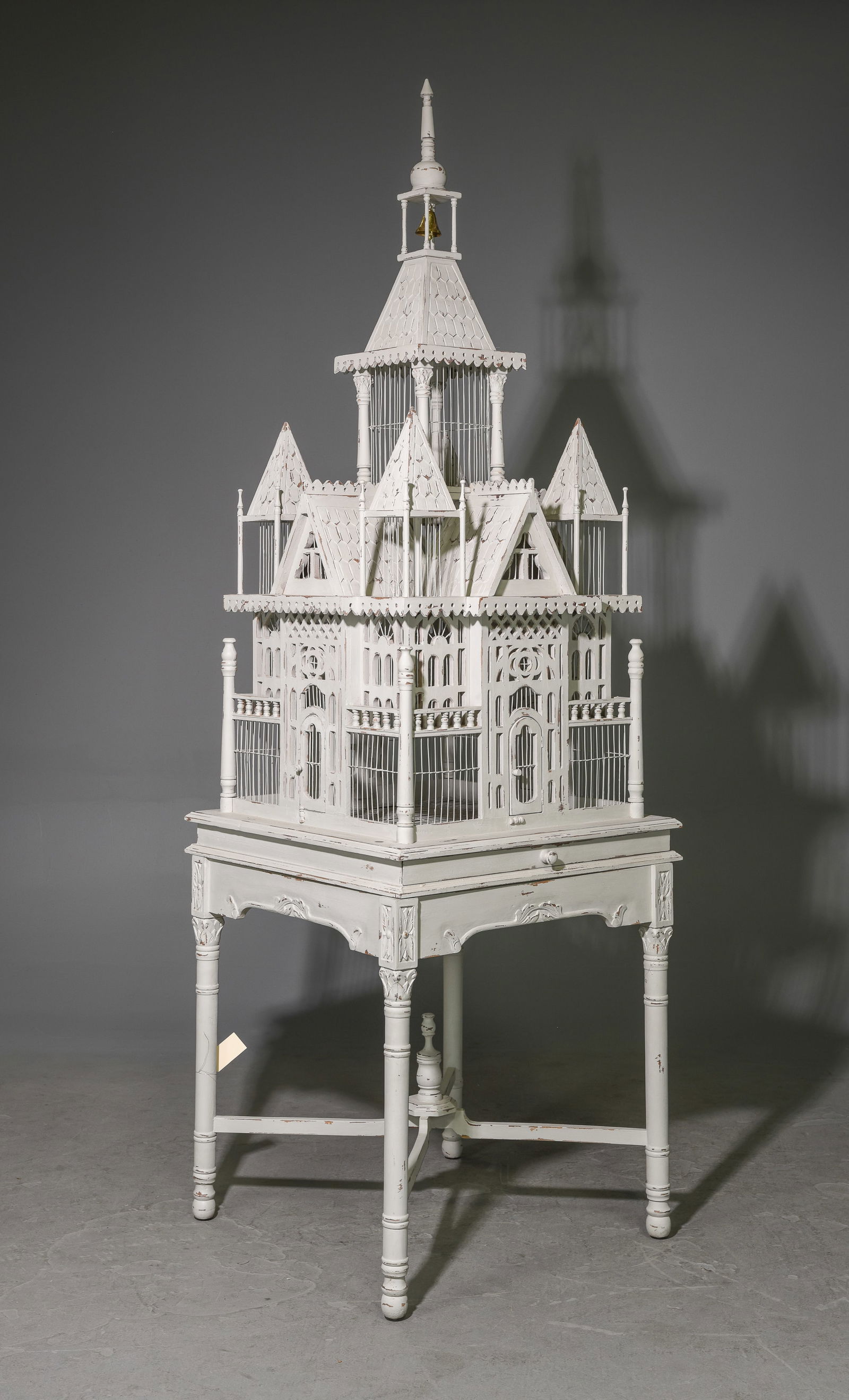 Large Painted Manor Style Bird Cage on Tall Legs (1 of 4)