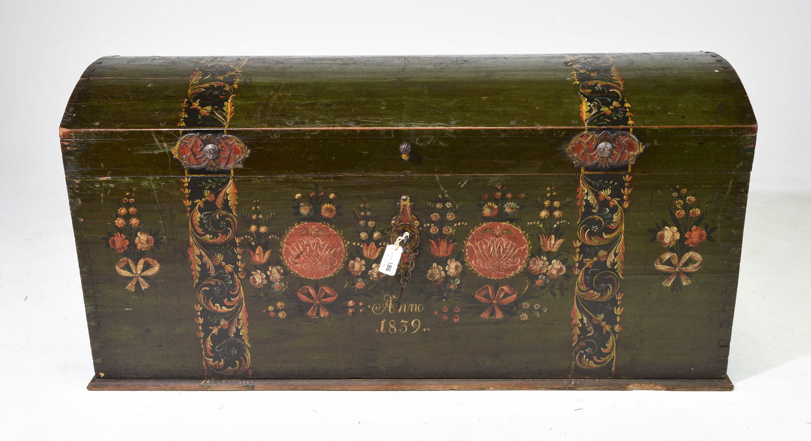 Danish Large Painted Dome Top Trunk c.1800's #1 (1 of 8)